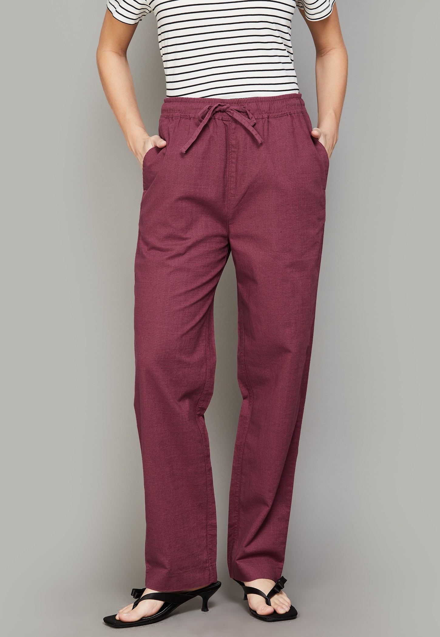 XPOSE Drawstring Flat Front Trousers-picture-52