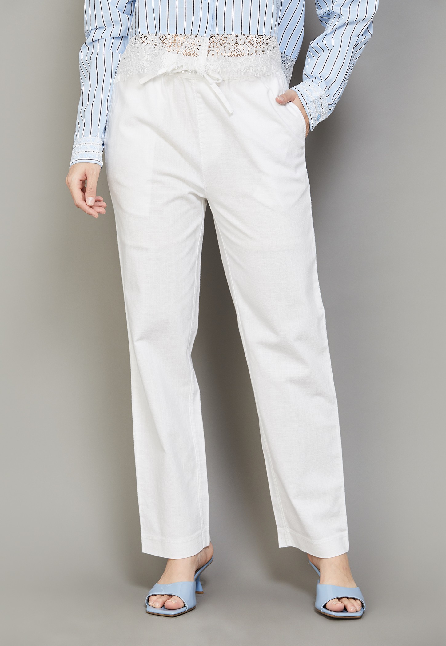 XPOSE Solid Straight Fit Trousers-picture-39