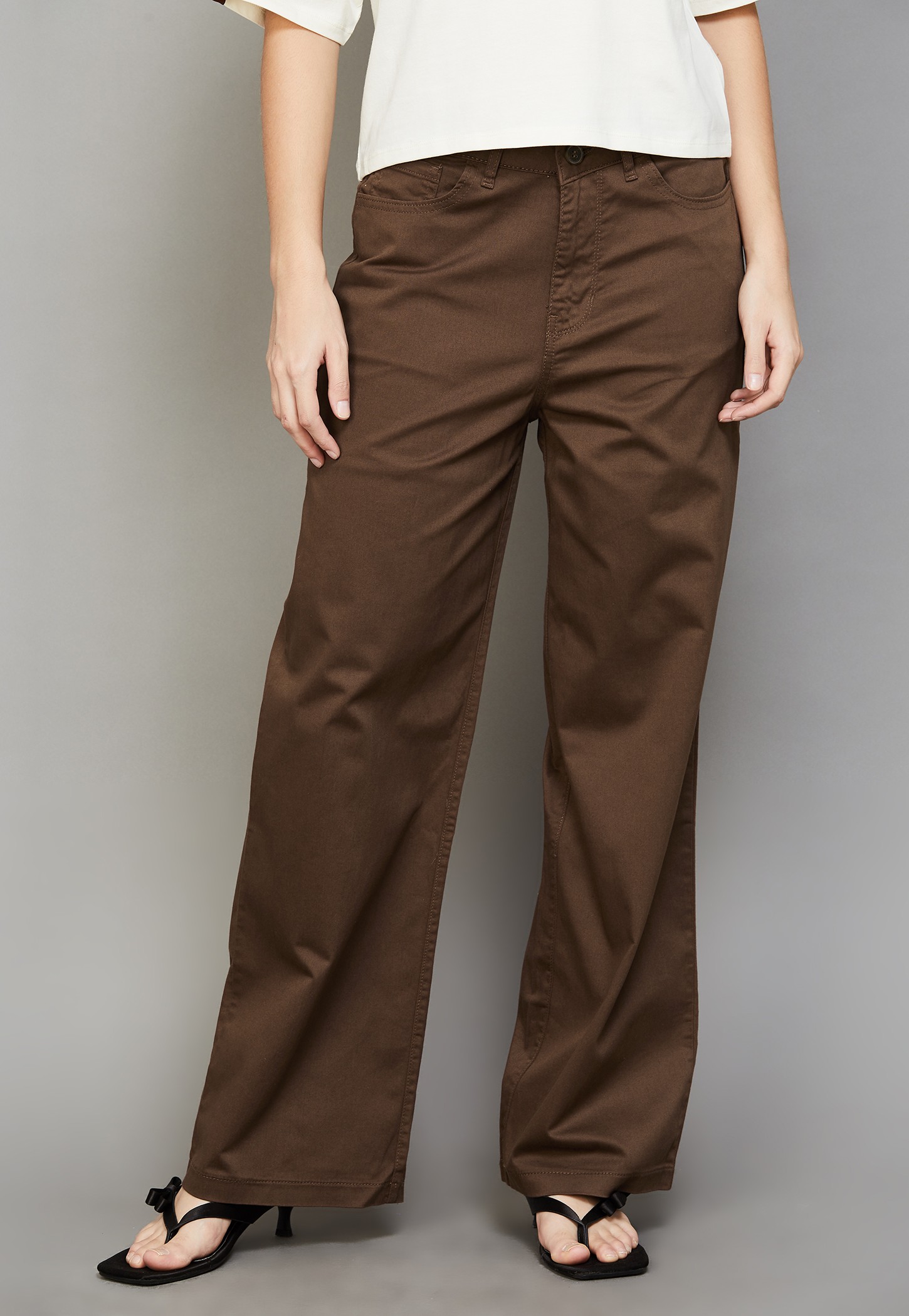 XPOSE Solid High Rise Wide Leg Trousers-picture-29