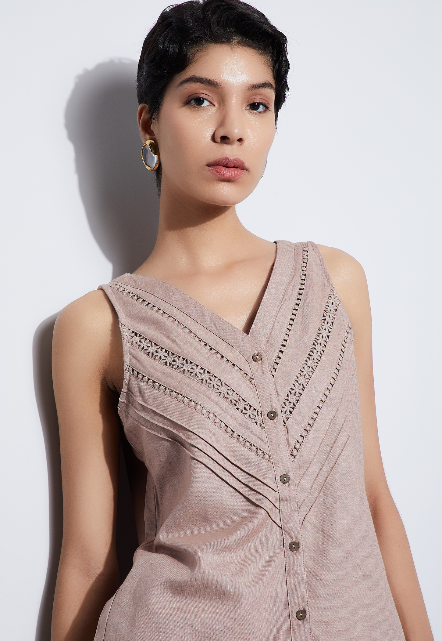 CODE Embroidered V-Neck Top-picture-46