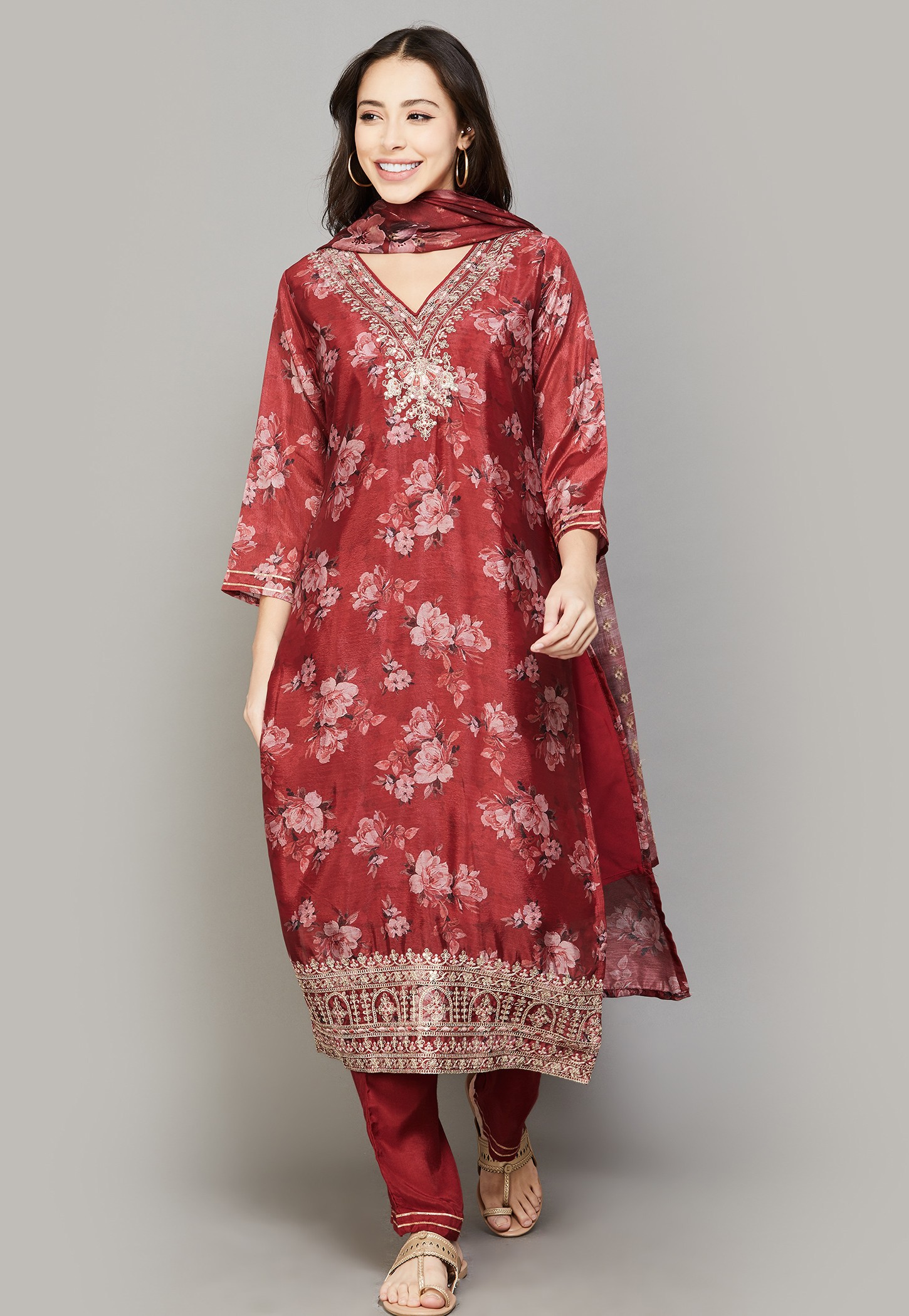 LIBAS Floral Print Straight Kurta Set-picture-34