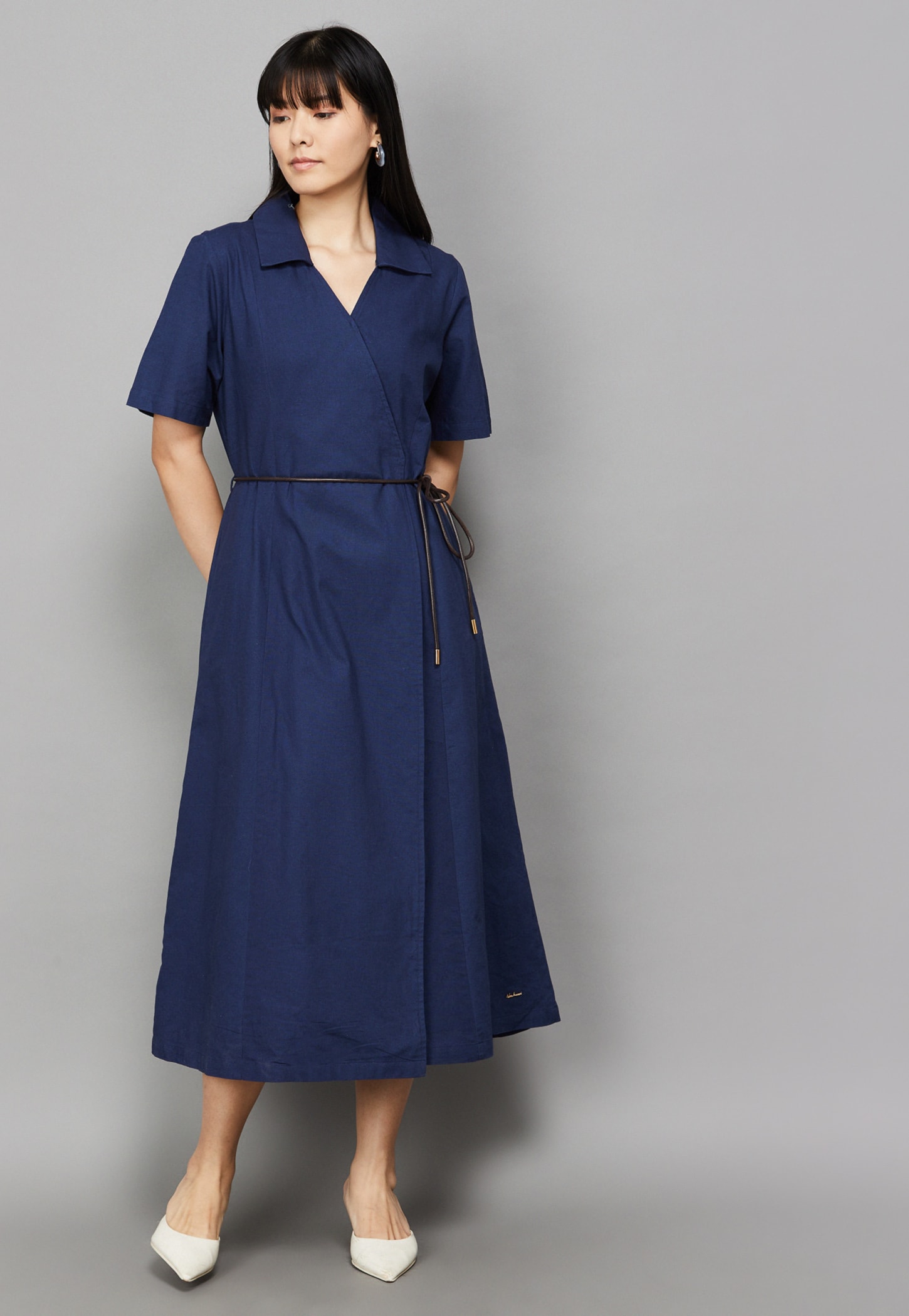 VAN HEUSEN Solid Wrap Dress with Belt-picture-15