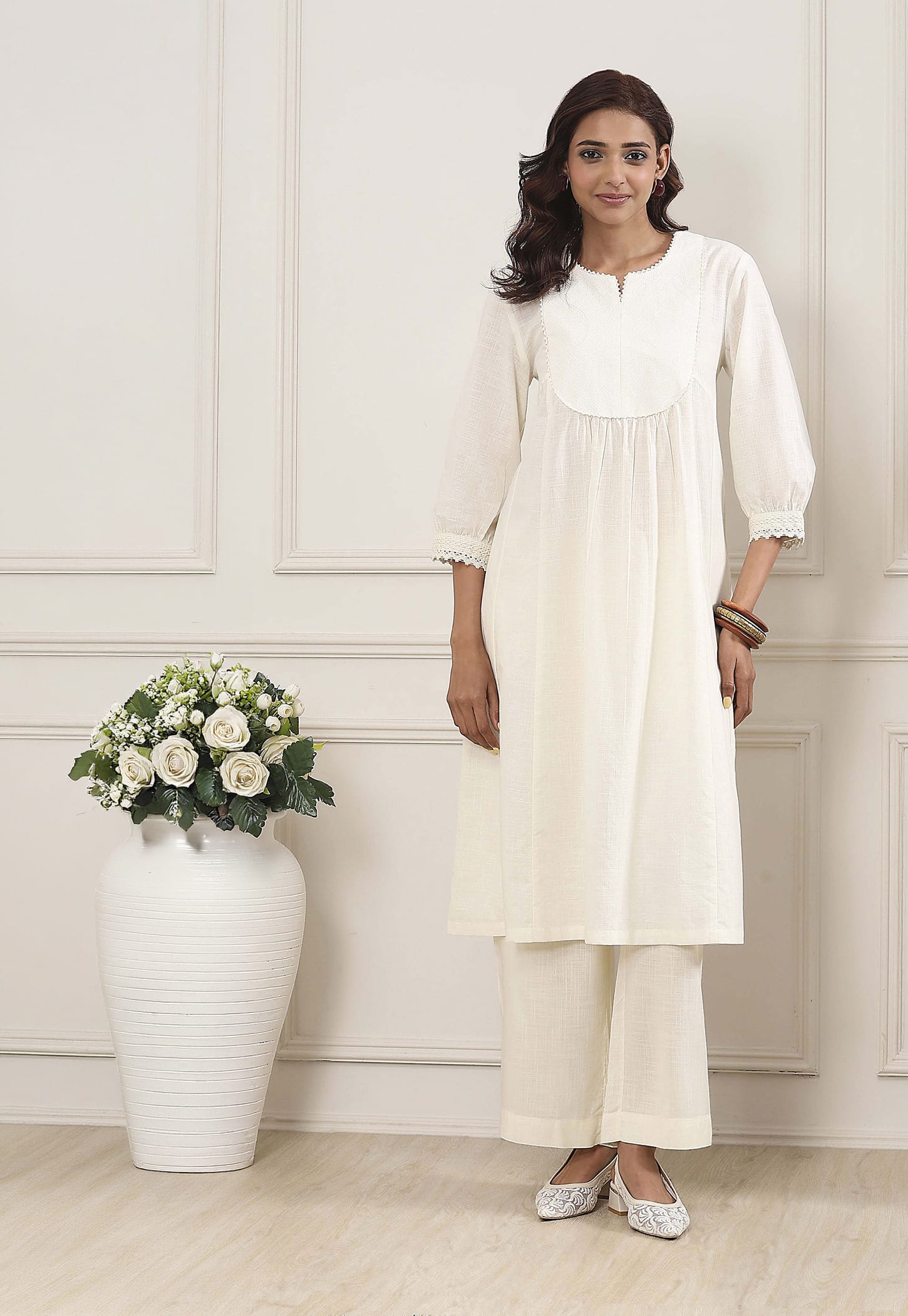 BIBA Textured A-Line Kurta-image-4