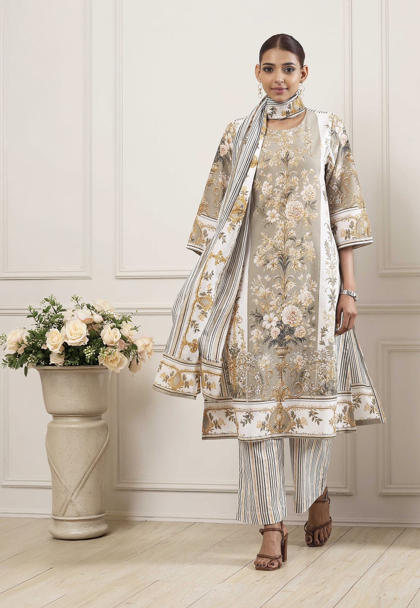 BIBA Floral Print A-Line Kurta Set-image-27