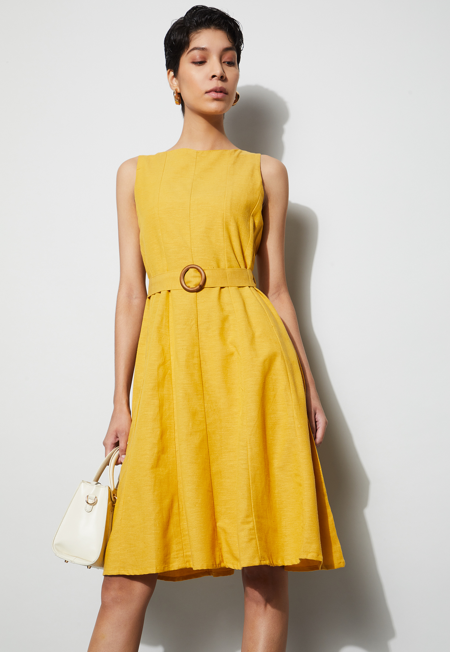 CODE Solid A-Line Dress-image-30
