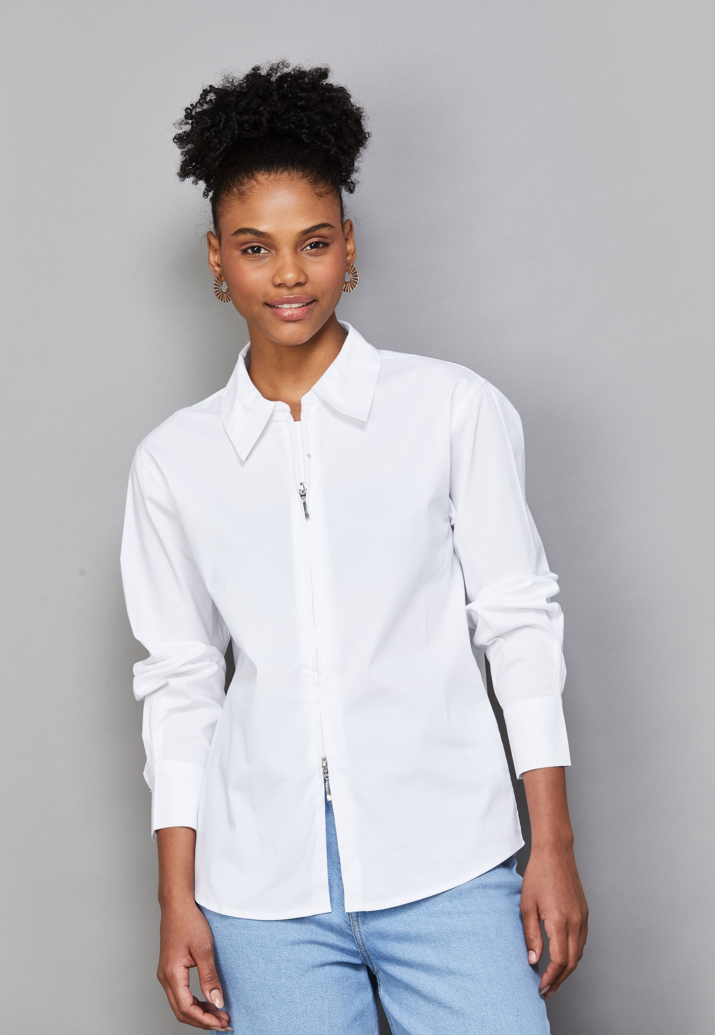 ONLY Solid Zipper Placket Shirt-picture-20