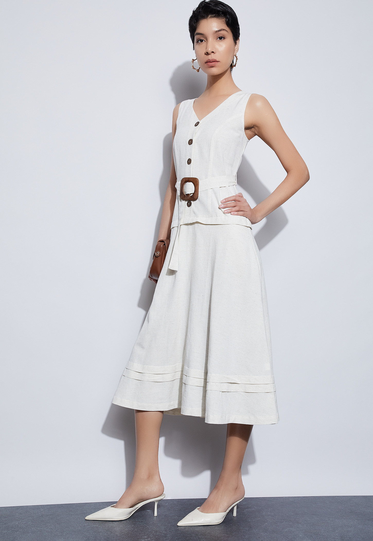 CODE Belted A-Line Dress-picture-56