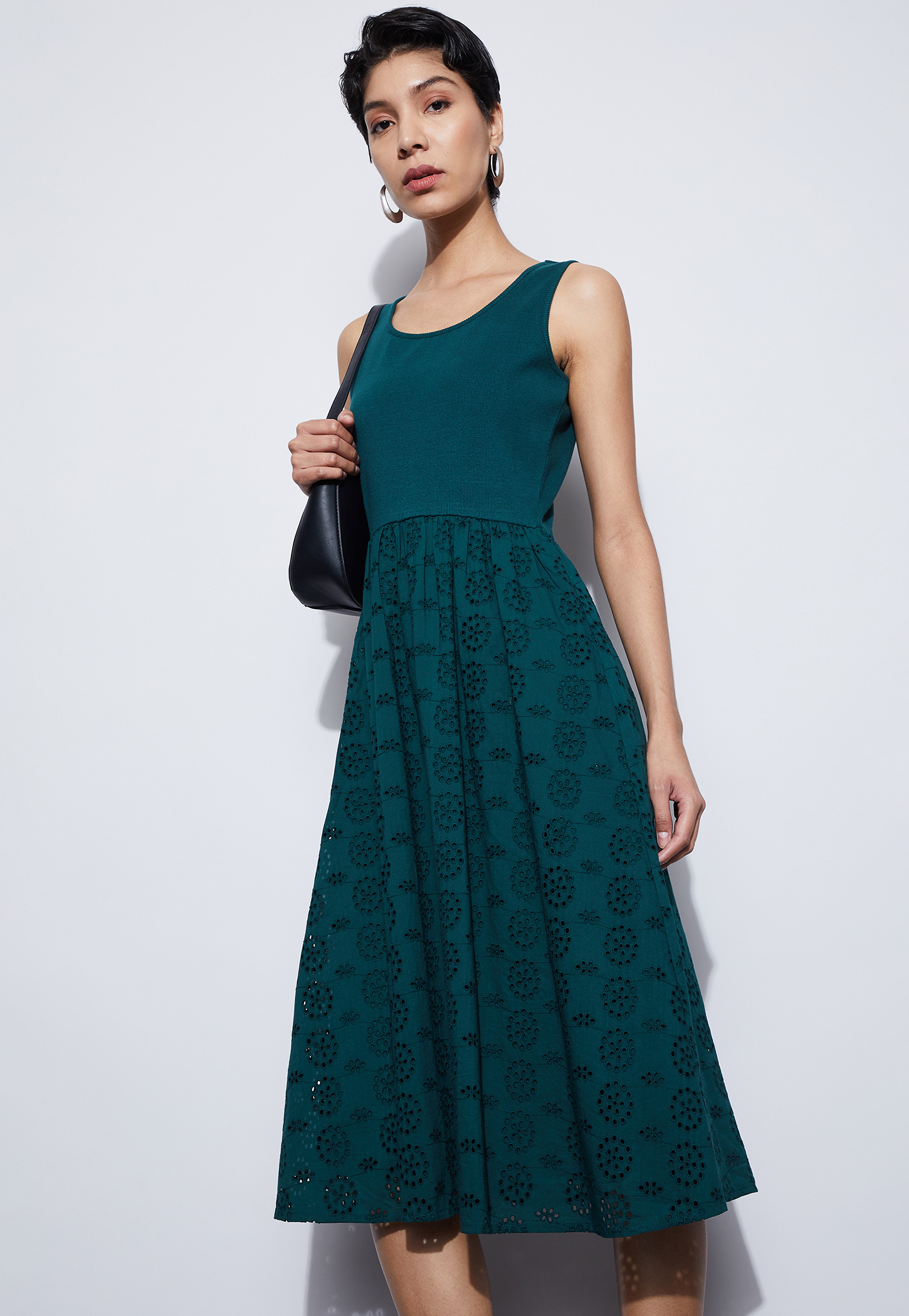 CODE Schiffli Scoop Neck A-Line Dress-picture-25