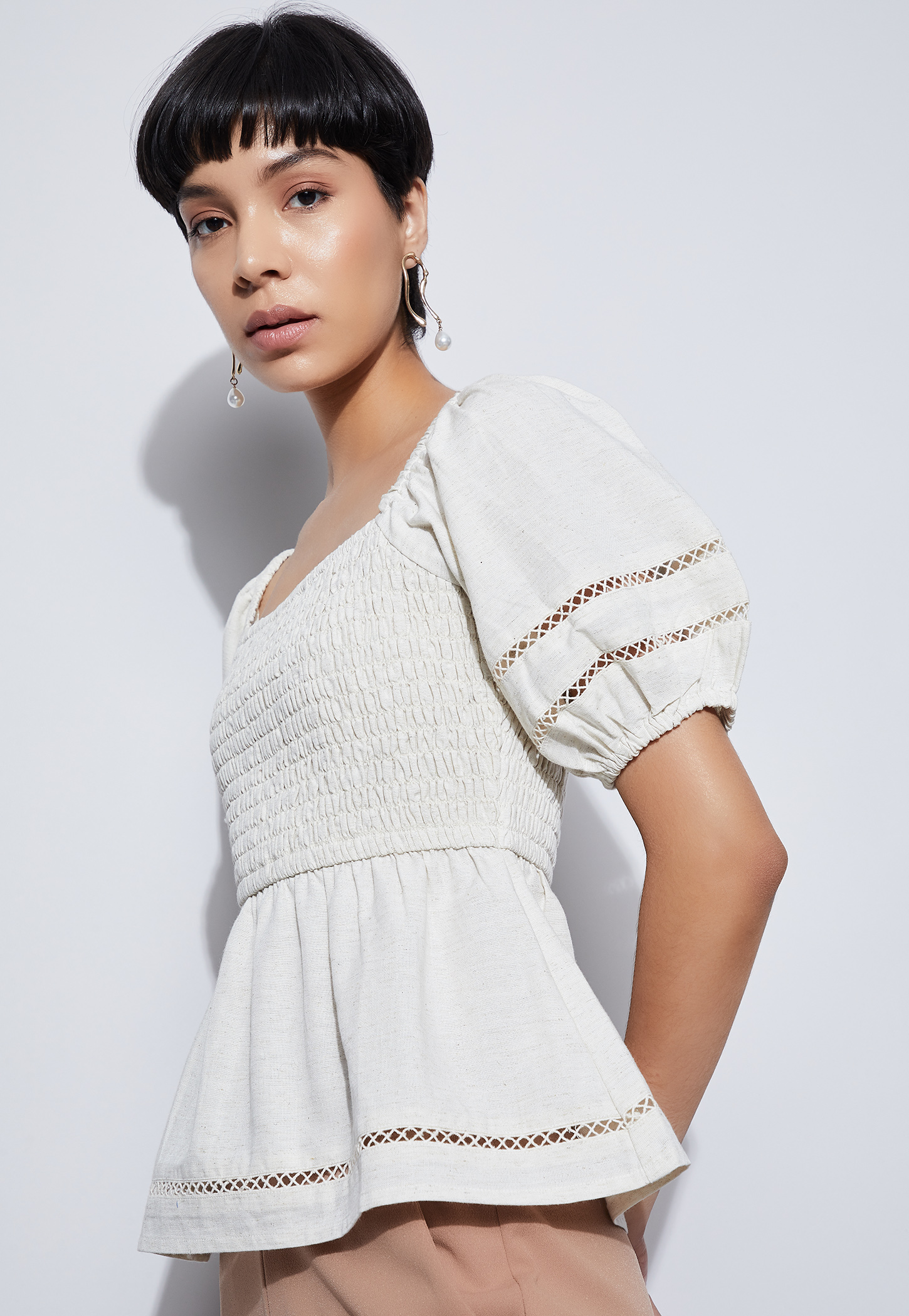 CODE Smocked Peplum Top-picture-56