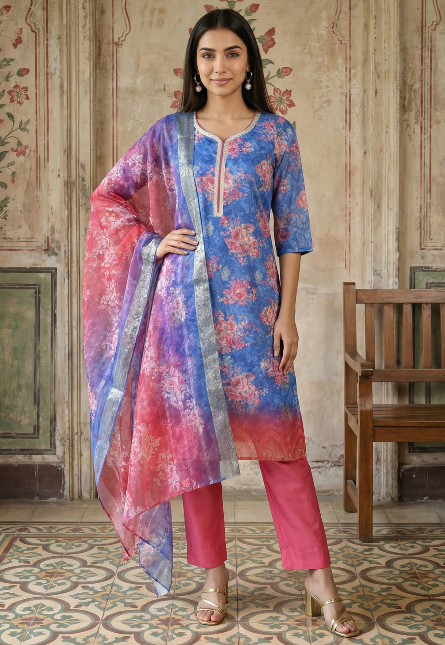AURELIA Floral Print Straight Kurta Set-picture-44