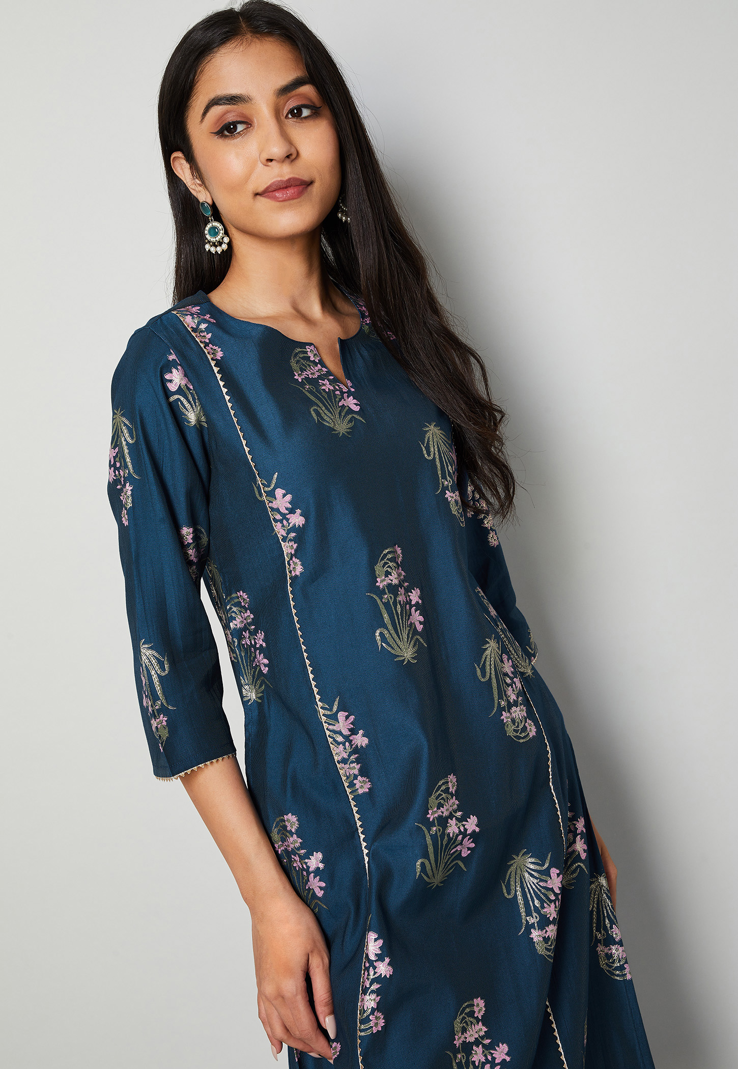 MELANGE Floral Print Straight Kurta-picture-26