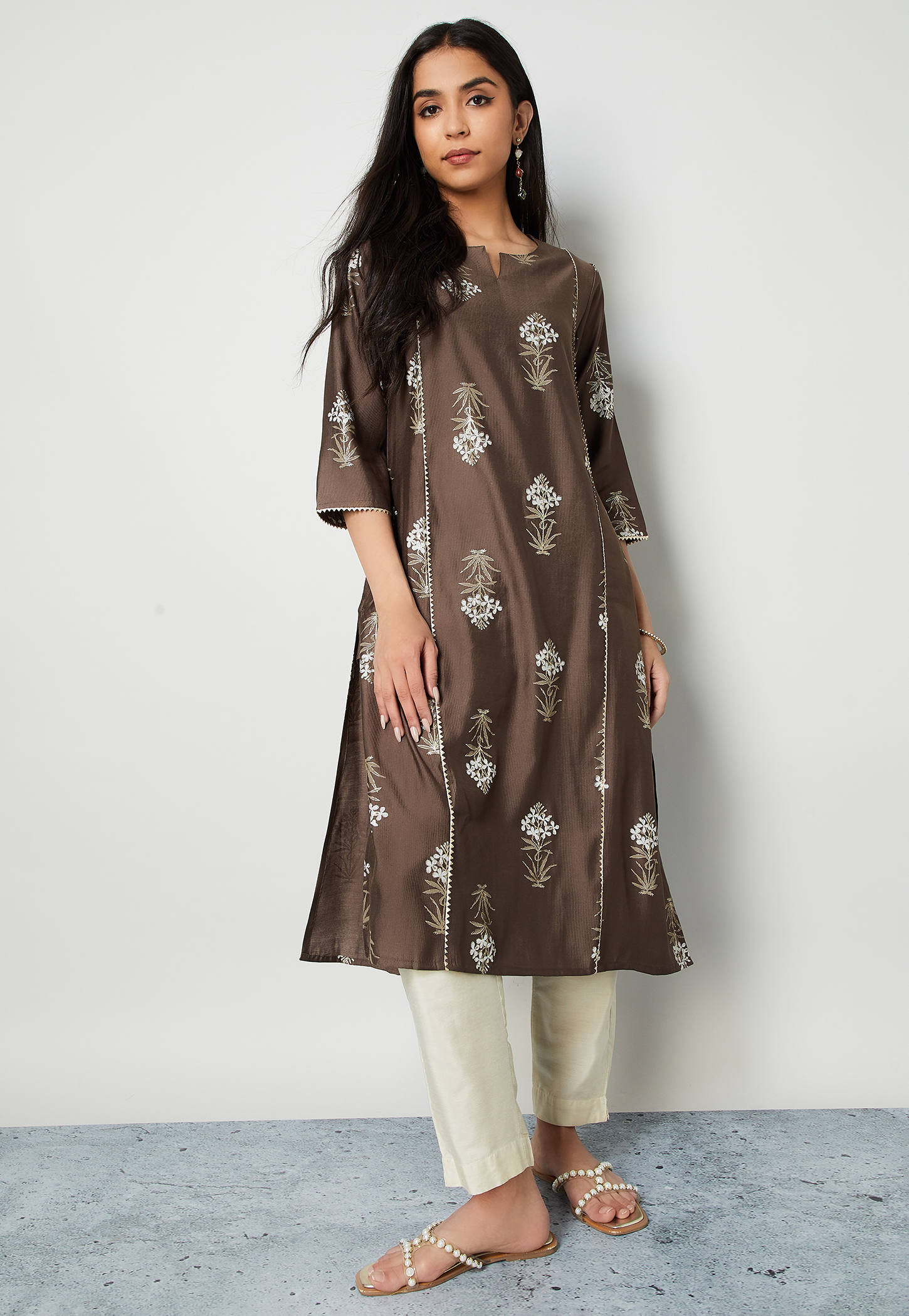 MELANGE Floral Print Straight Kurta