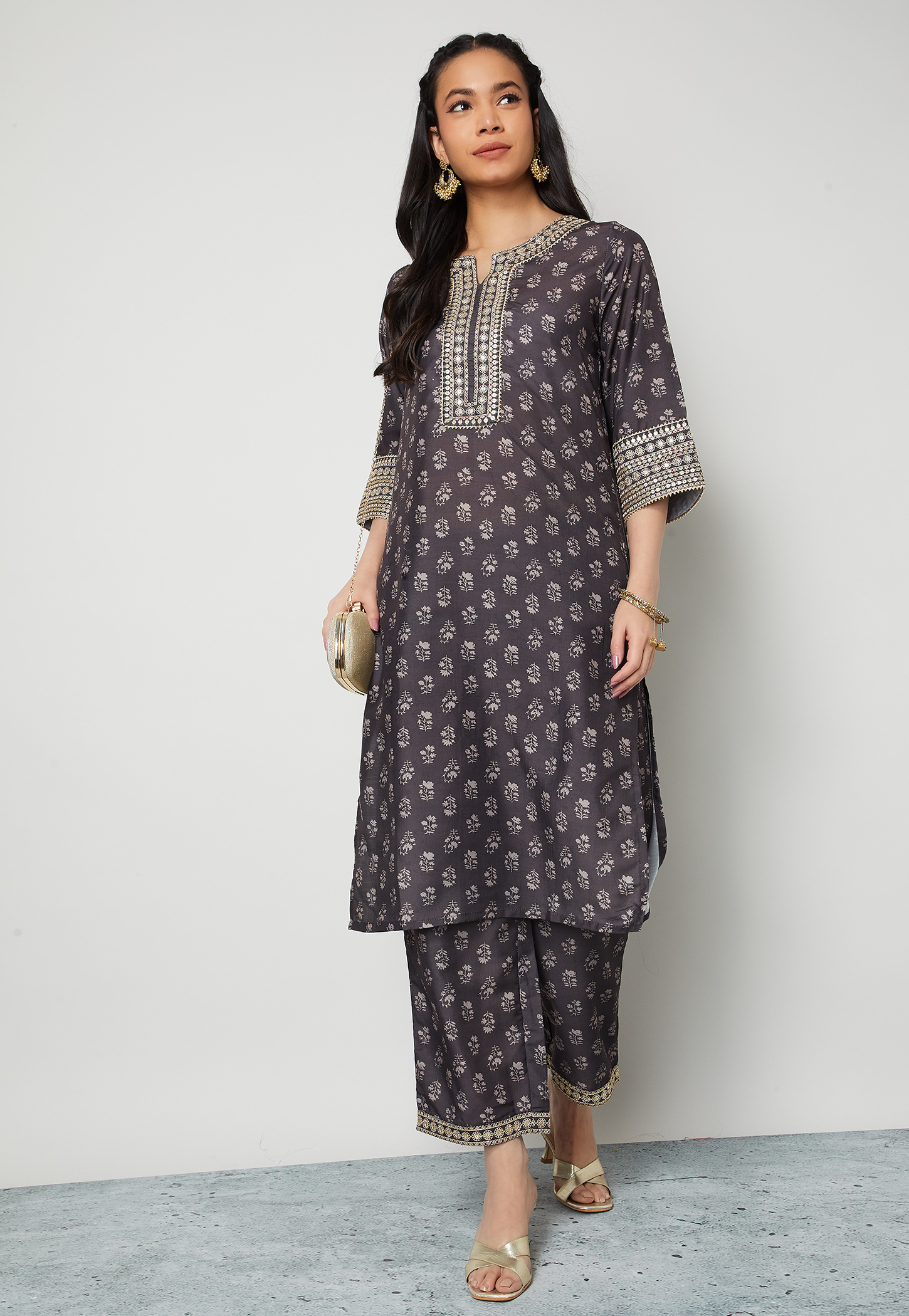 MELANGE Floral Print Kurta Set-image-28