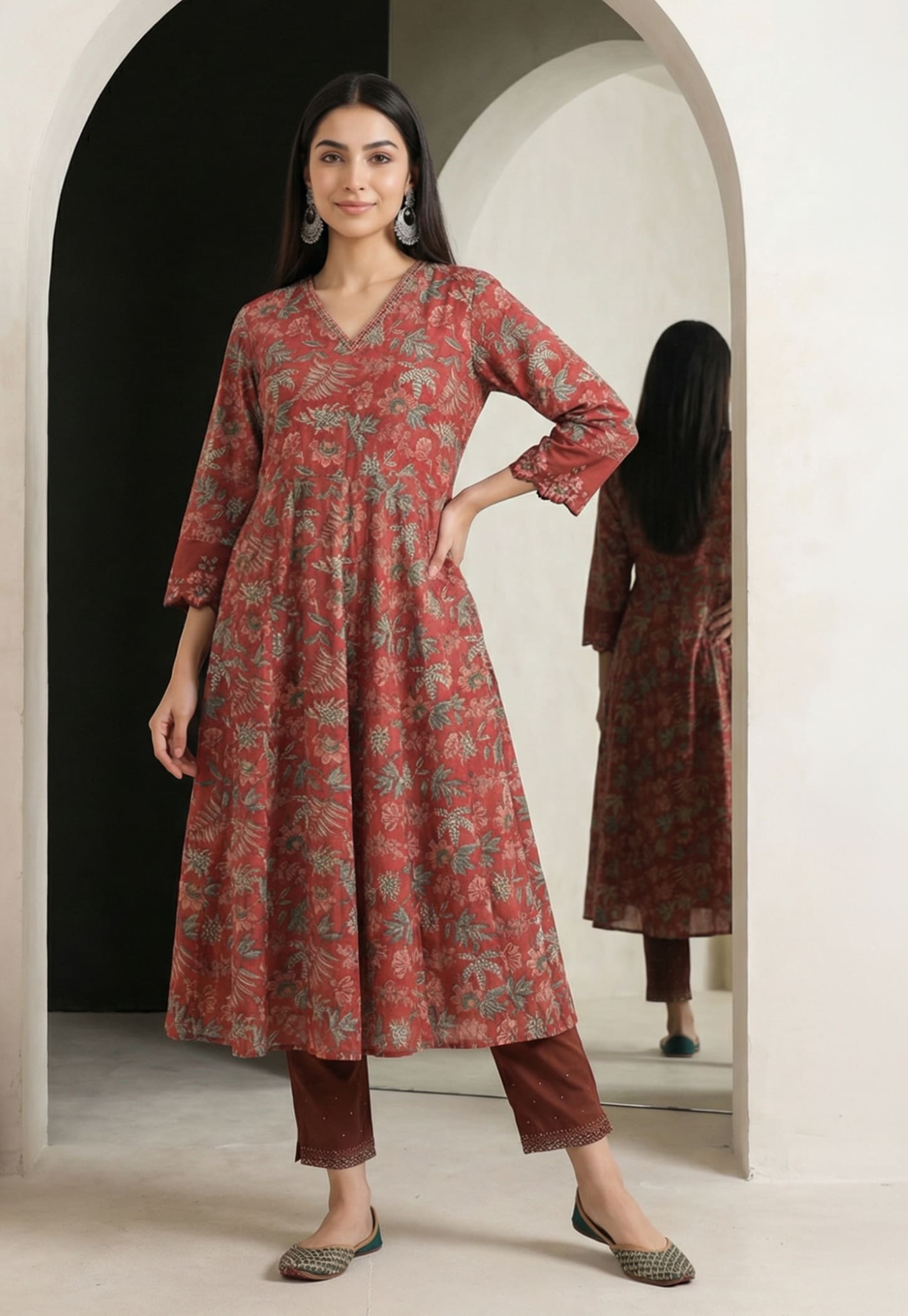 W Floral Print Flared Kurta-picture-45