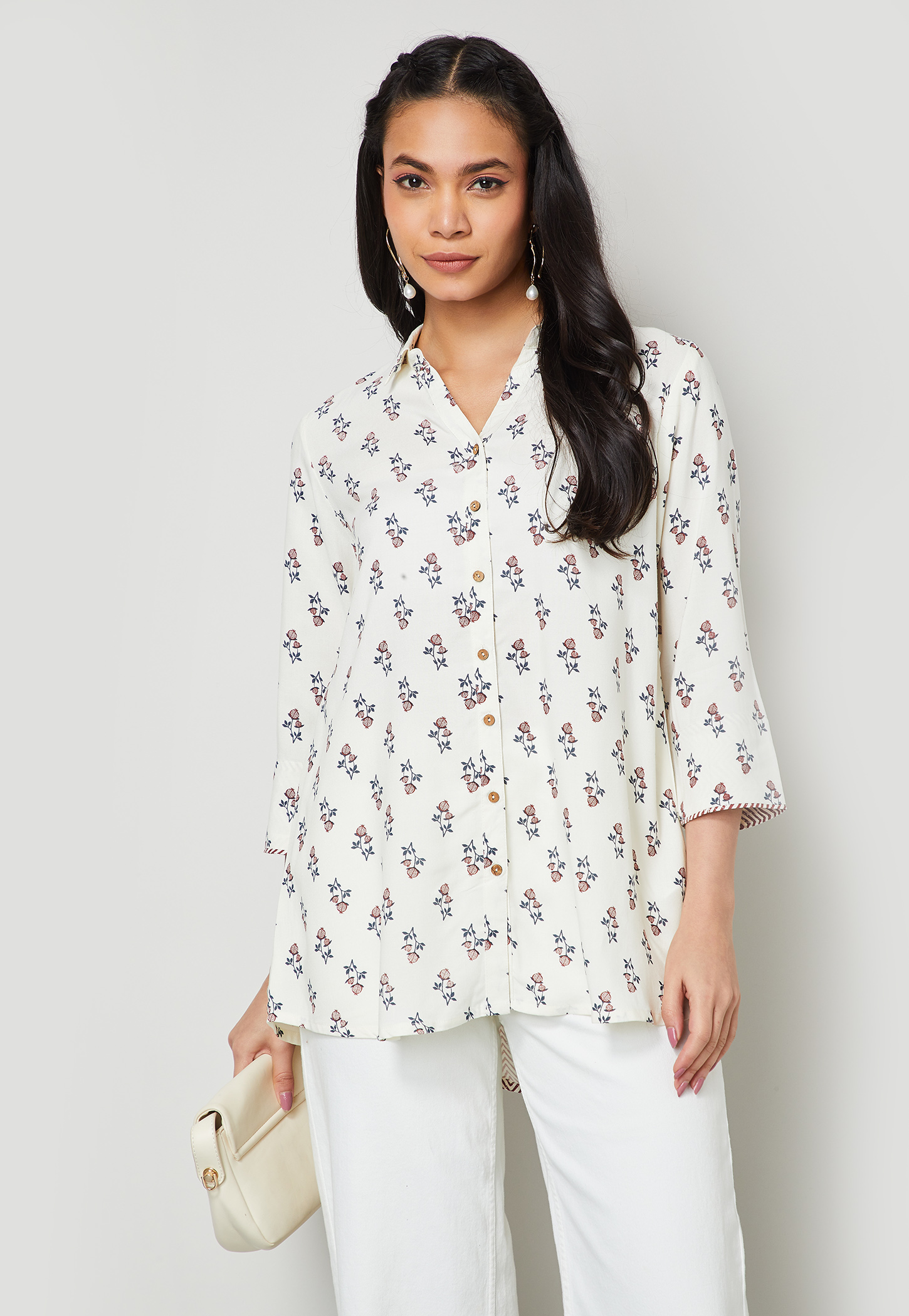 MELANGE Floral Print Collared Tunic-image-42