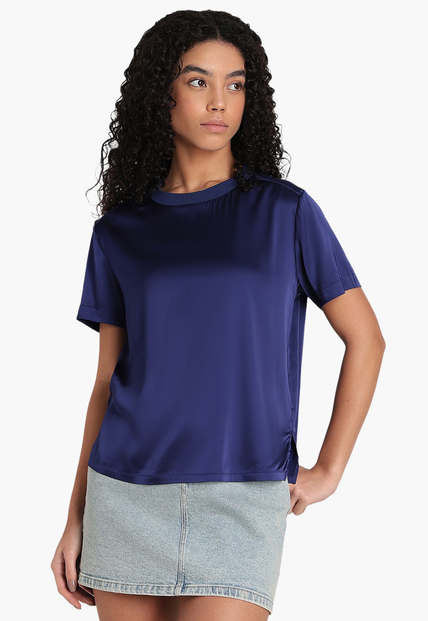 VERO MODA Solid Crew Neck Short Top-picture-41