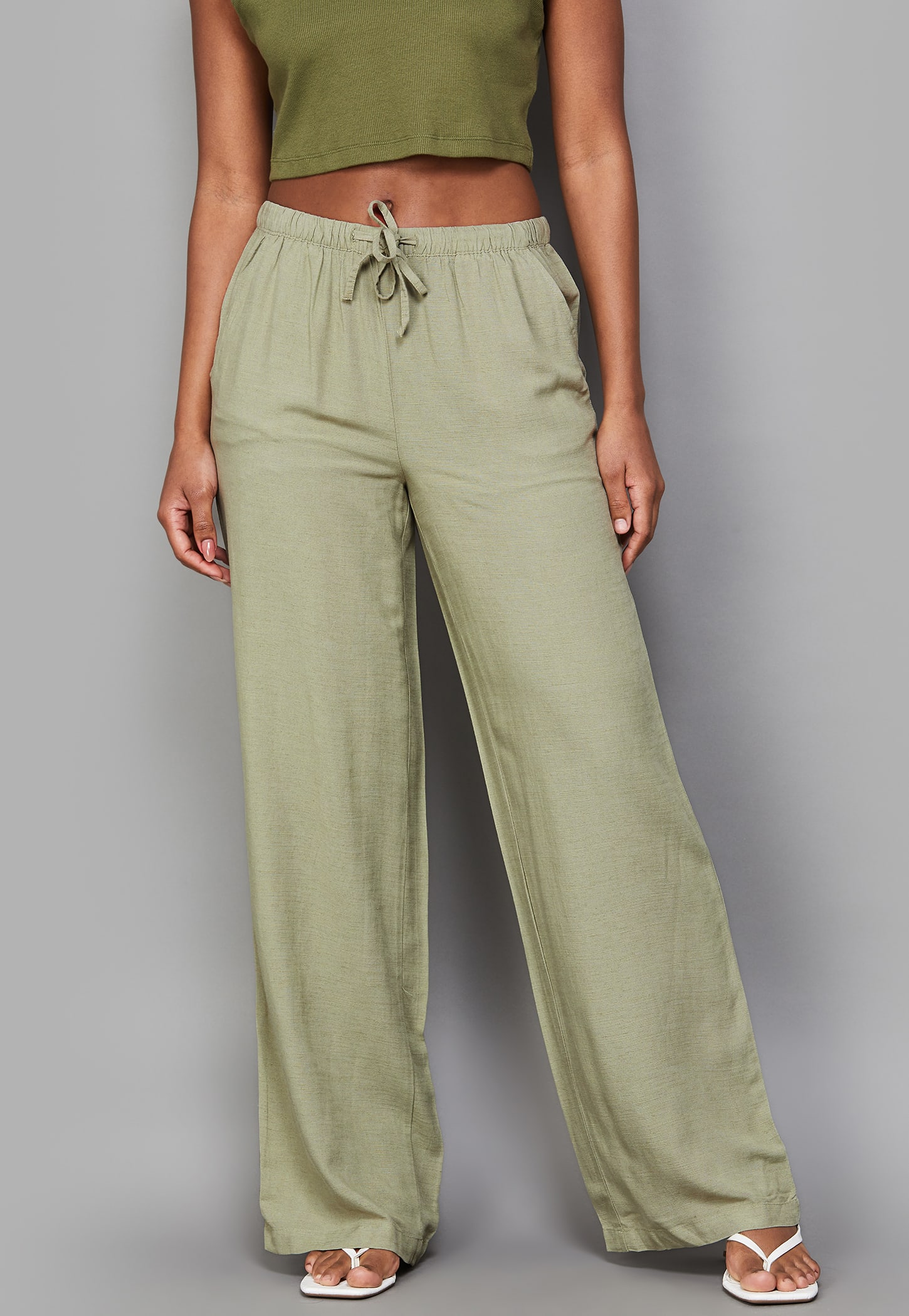 ONLY Solid Wide Leg Trousers-picture-28