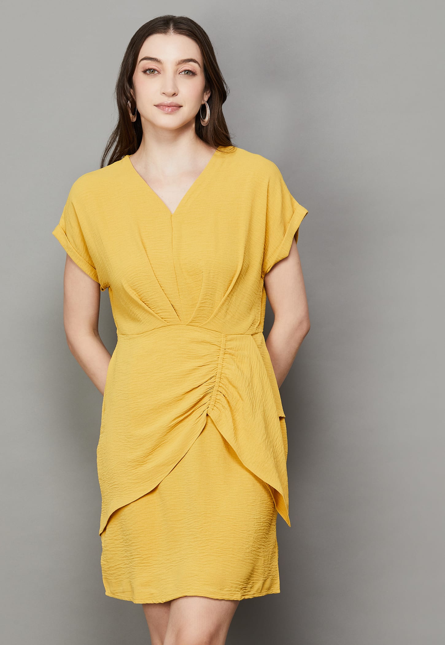 AND Solid Ruched Mini Dress-image-27
