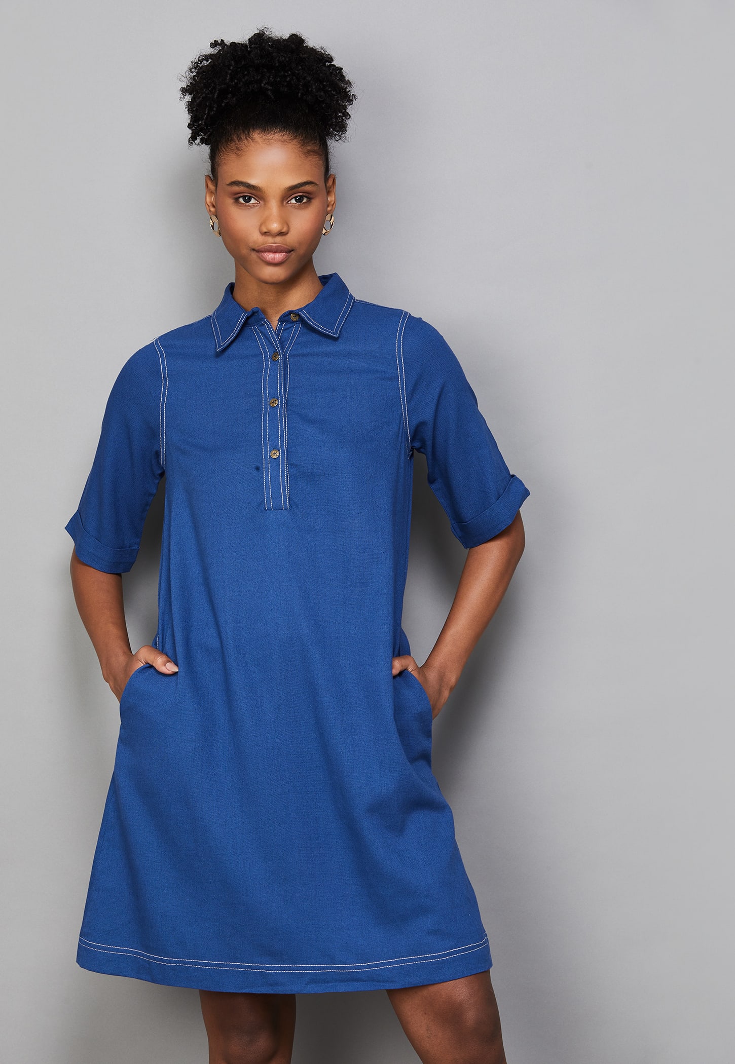 AND Solid Shirt Dress-image-4