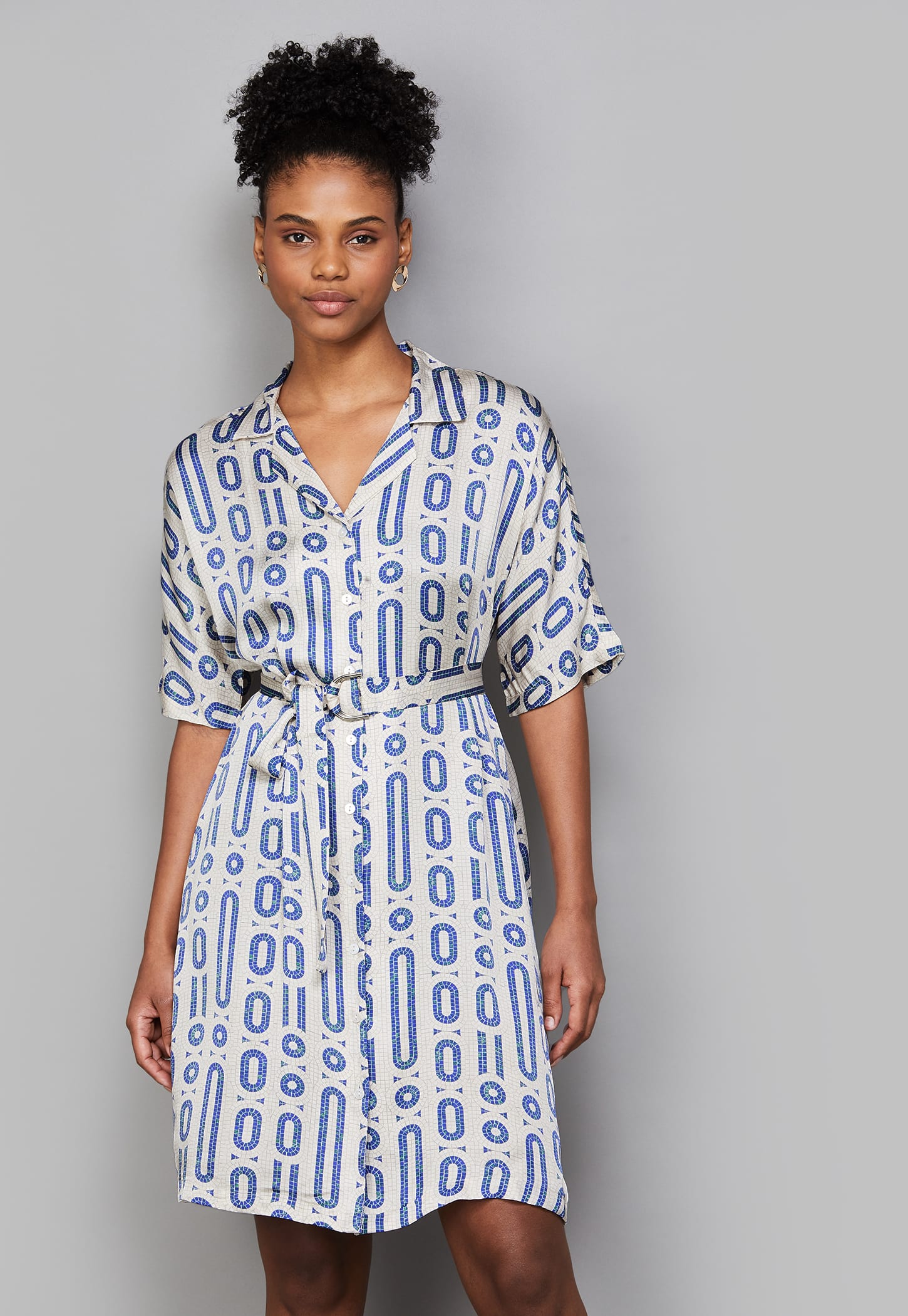 AND Collared Abstract Print Shirt Dress-image-18