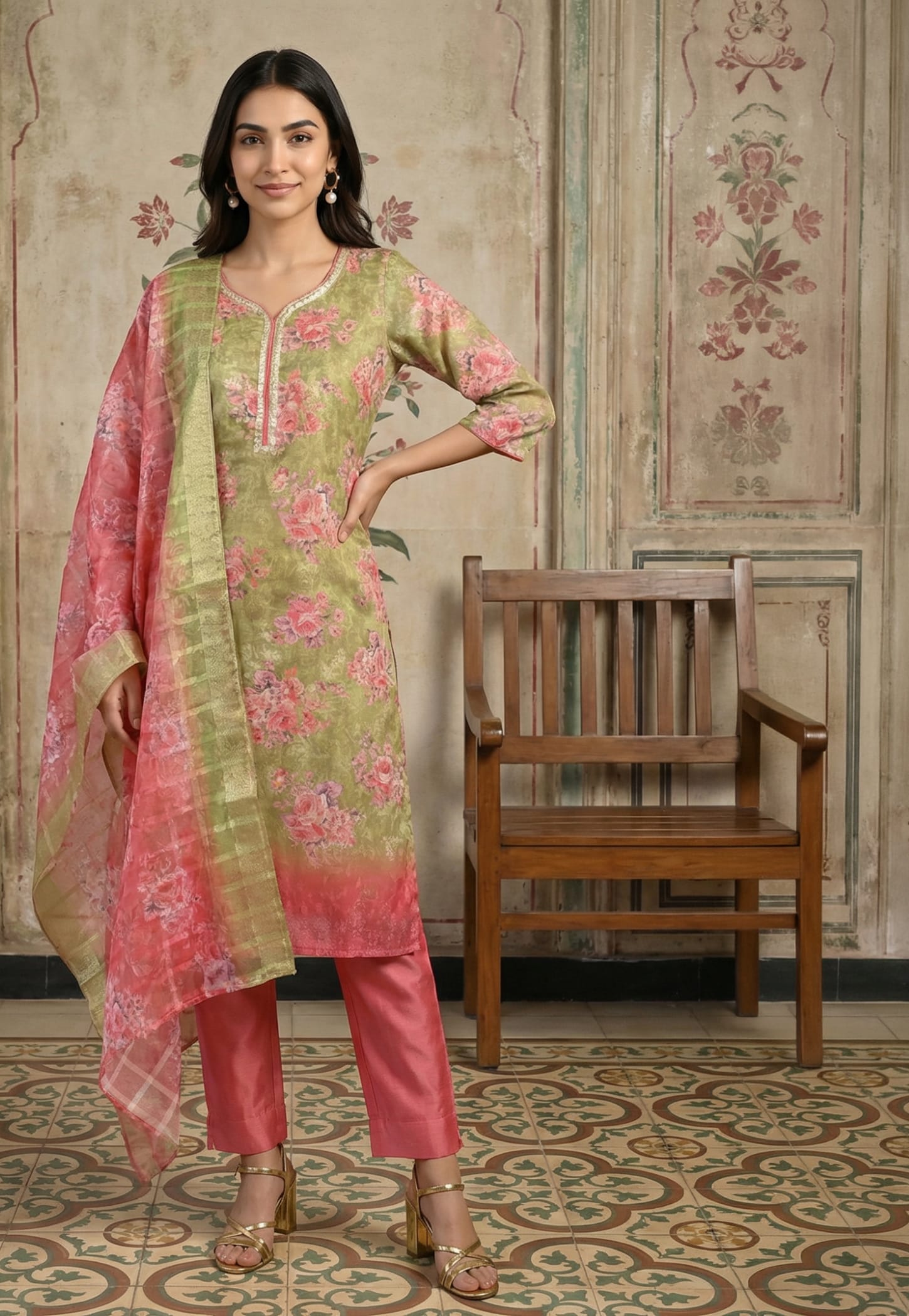 AURELIA Floral Print Straight Kurta Set-picture-26