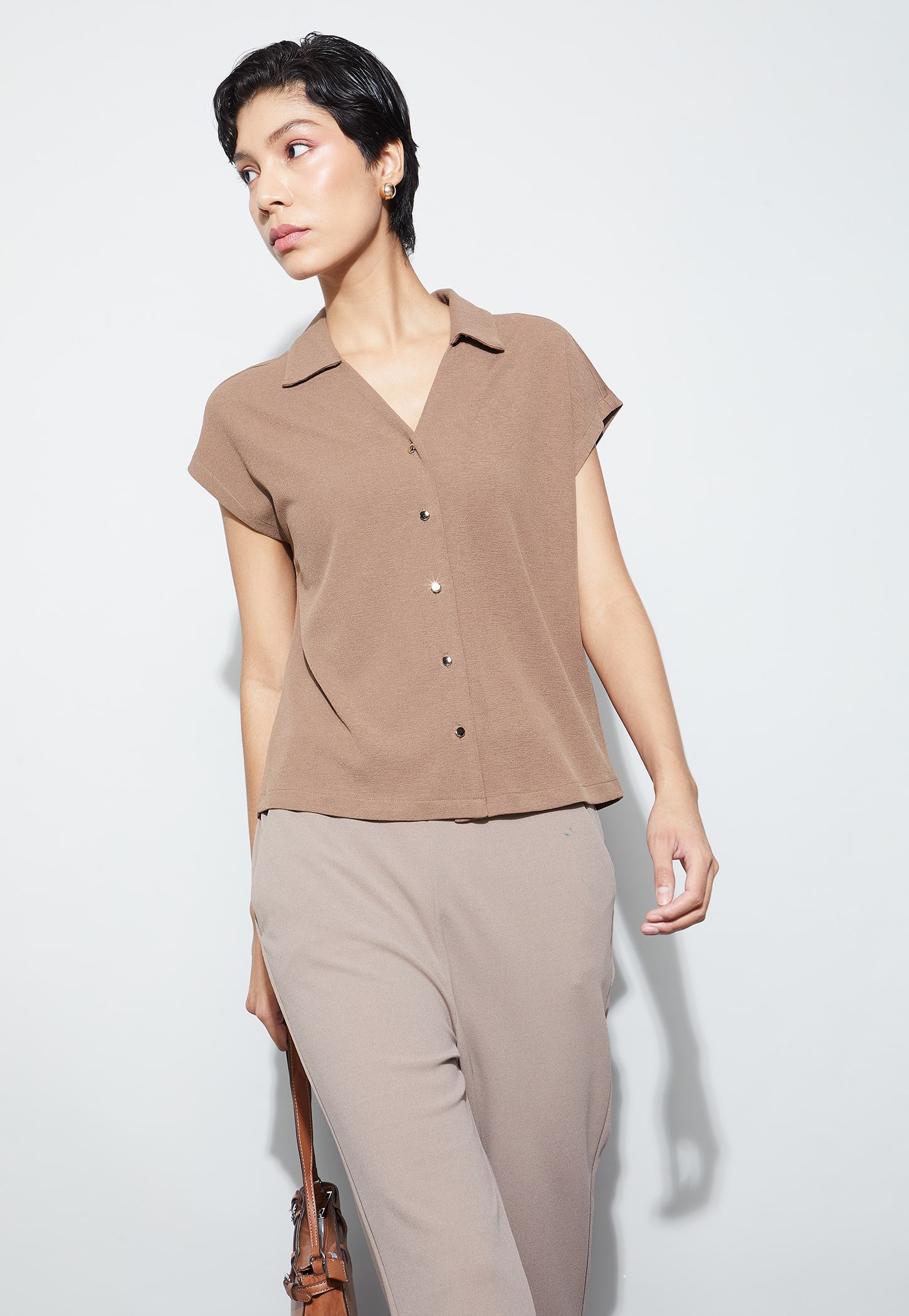 CODE Solid Shirt Style Top-image-12