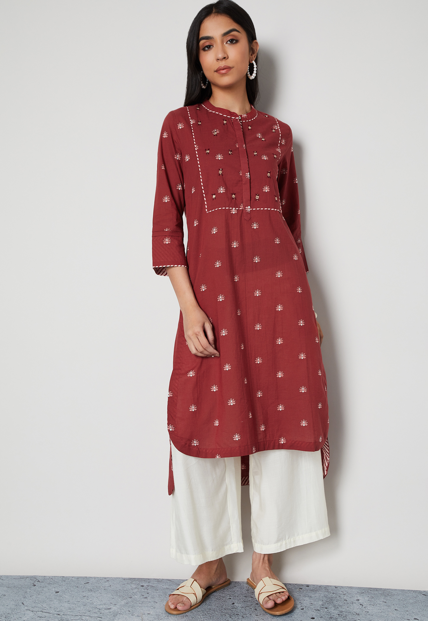 MELANGE Embroidered Ethnic Motif Straight Kurta-picture-51