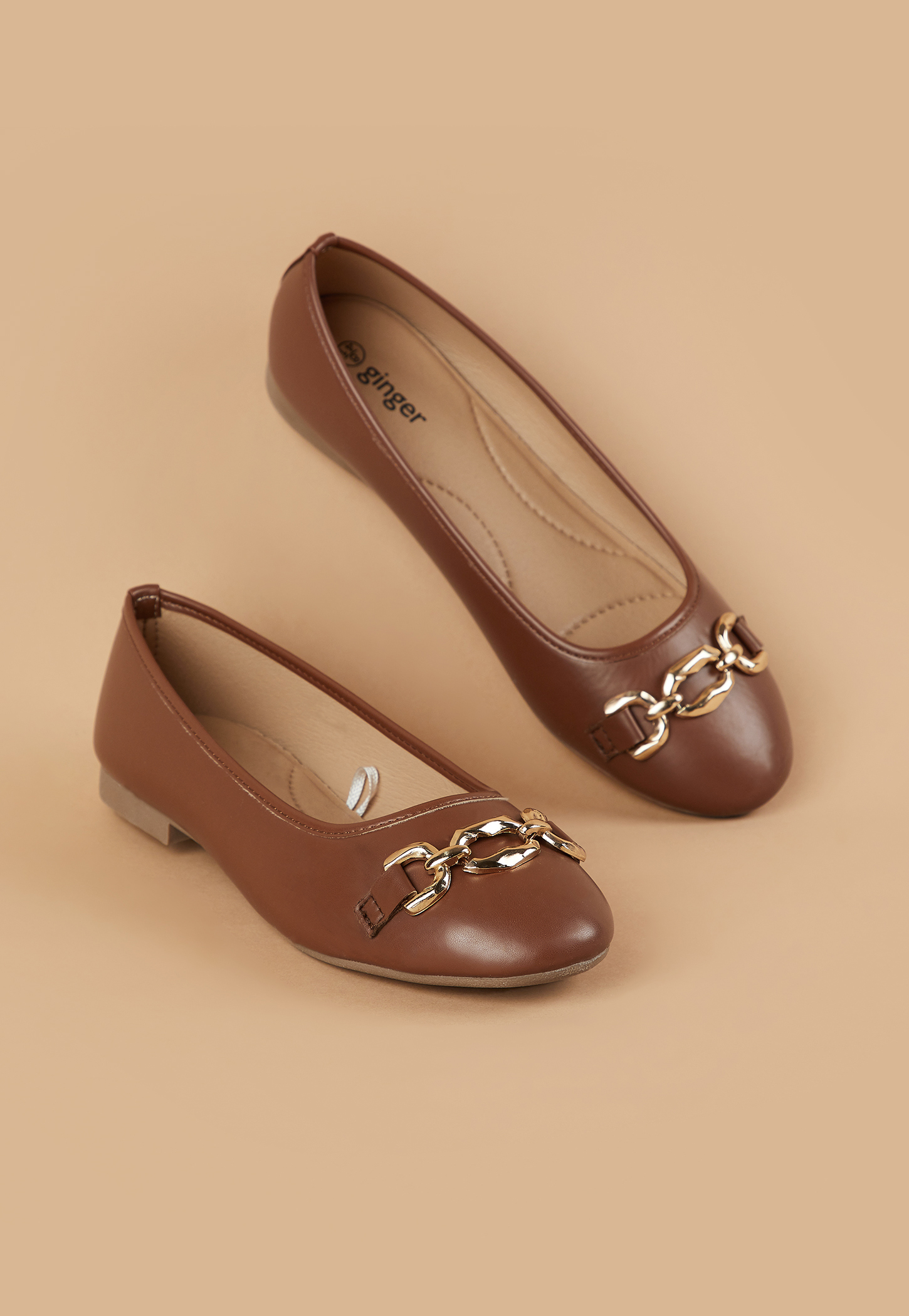 ginger CODE Chain Detail Ballerinas-picture-15