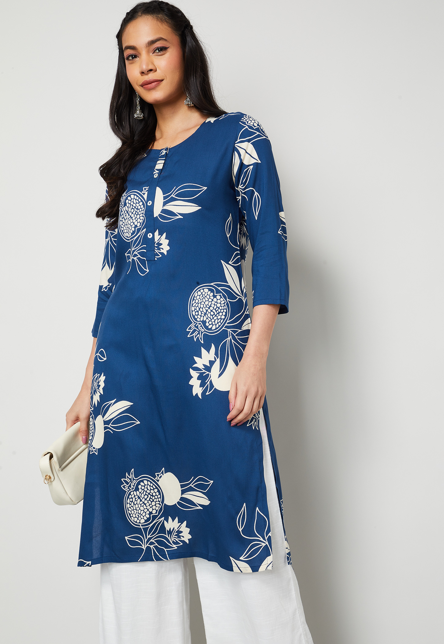 MELANGE Floral Print Straight Kurta-picture-34