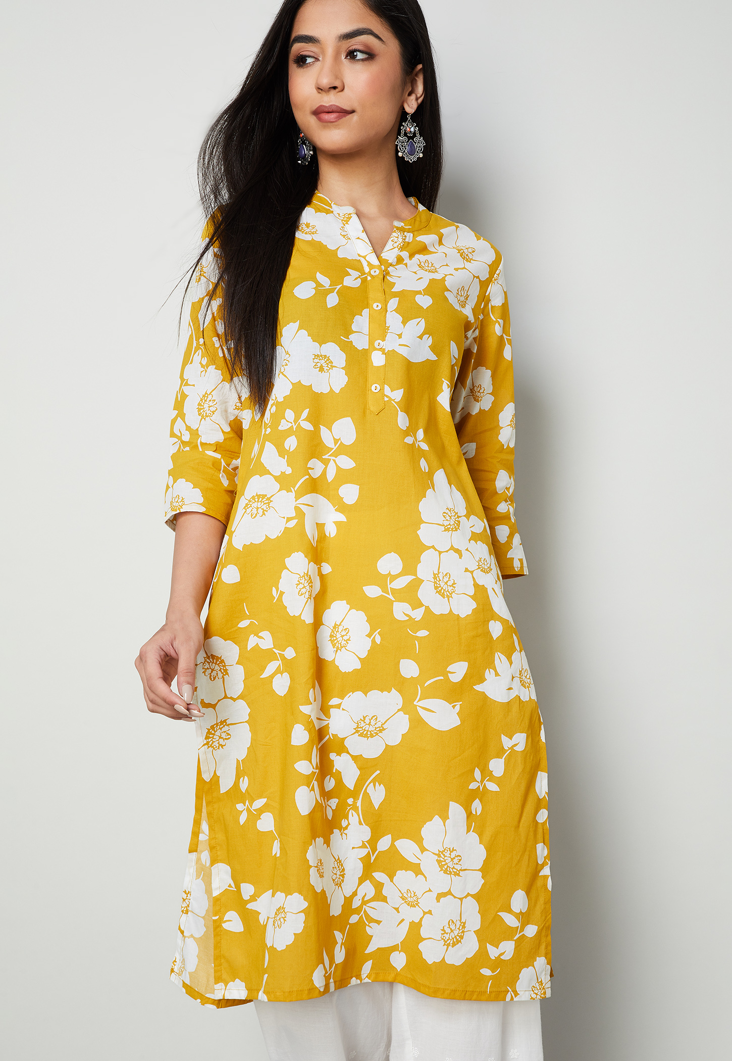 MELANGE Floral Print Straight Kurta-picture-32