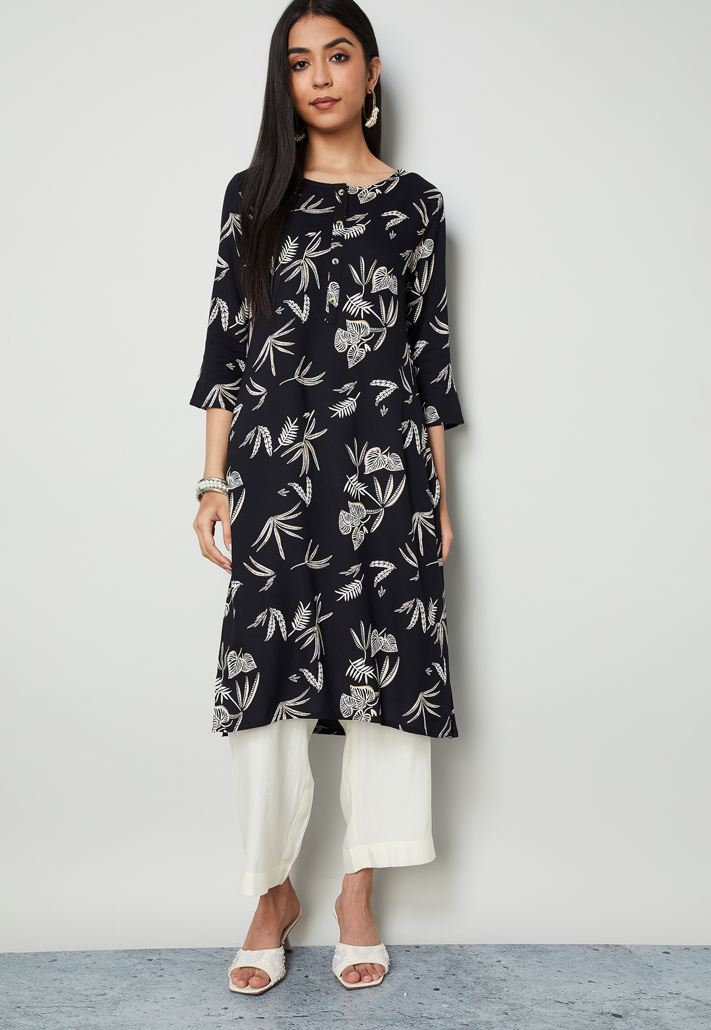 MELANGE Floral Print Straight Kurta-picture-49