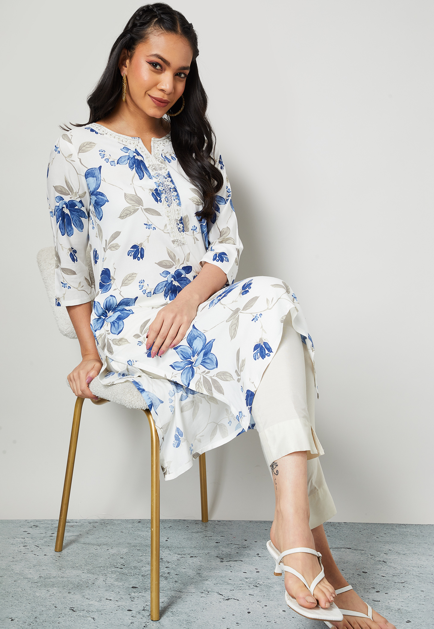 MELANGE Floral Print Straight Kurta-picture-16