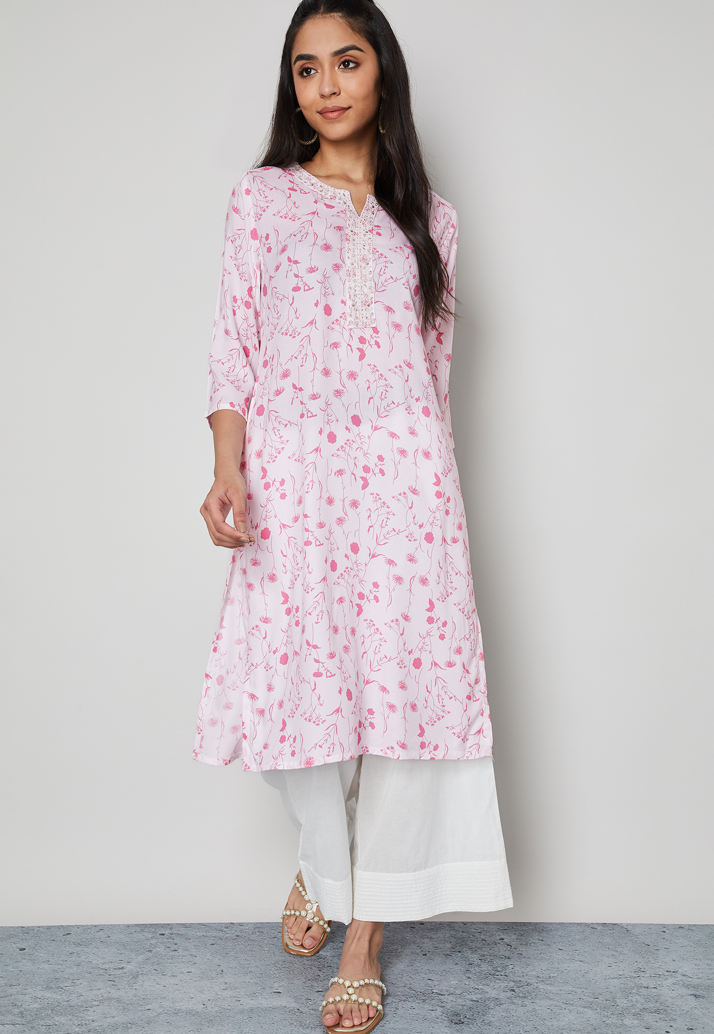 MELANGE Floral Print Straight Kurta-picture-41