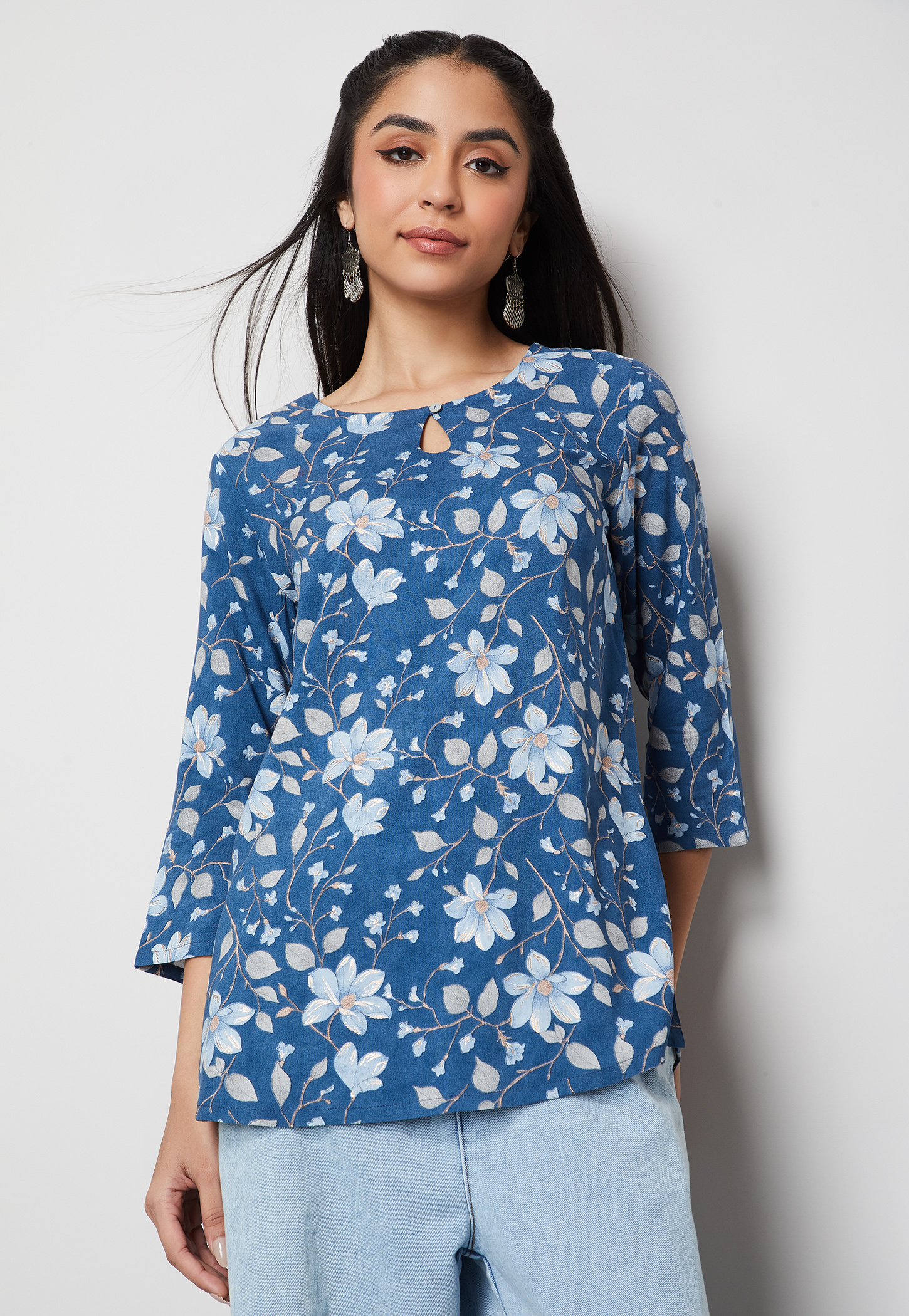 MELANGE Floral Print Straight Kurti-picture-44