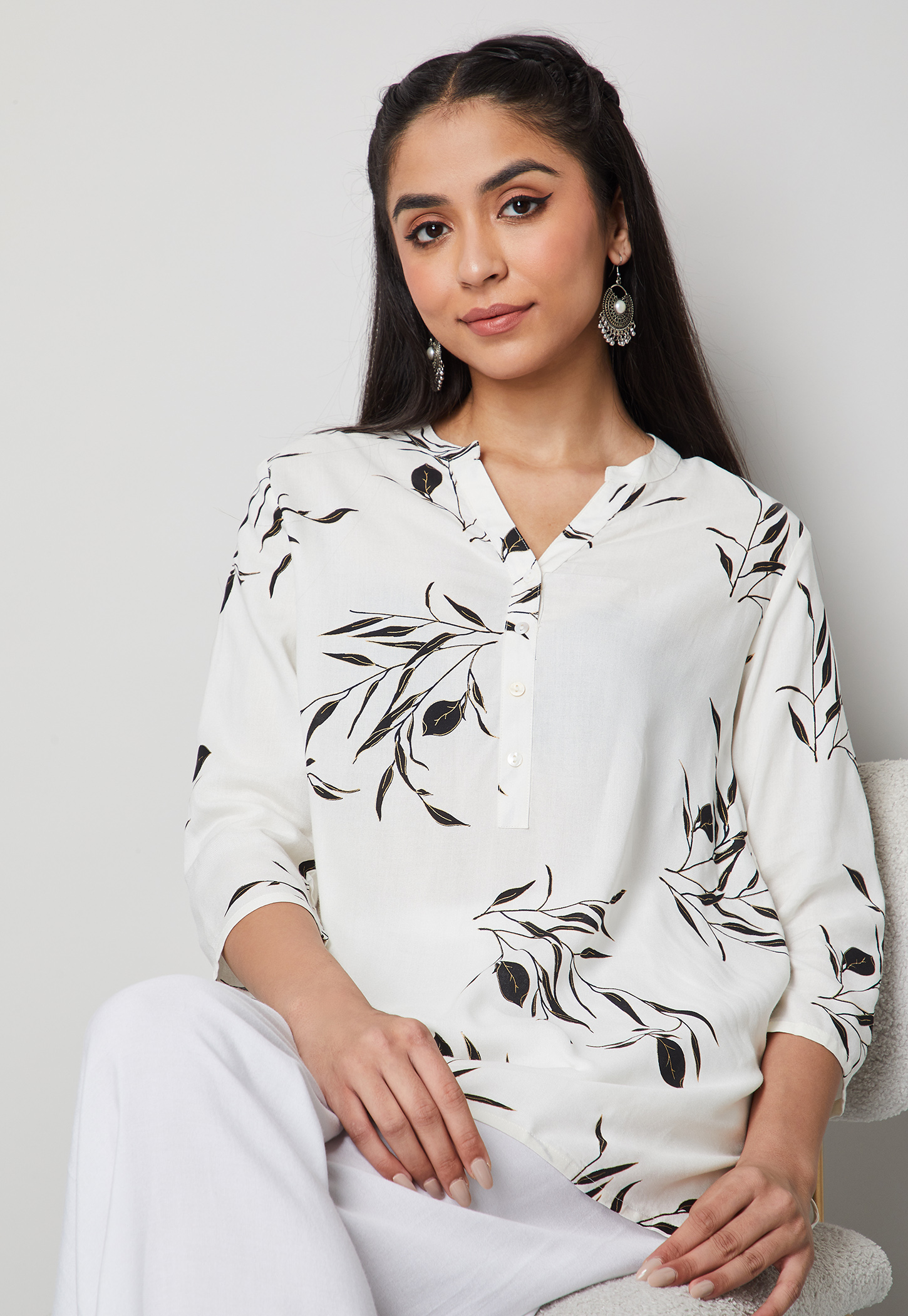 MELANGE Floral Print Straight Kurti-picture-43