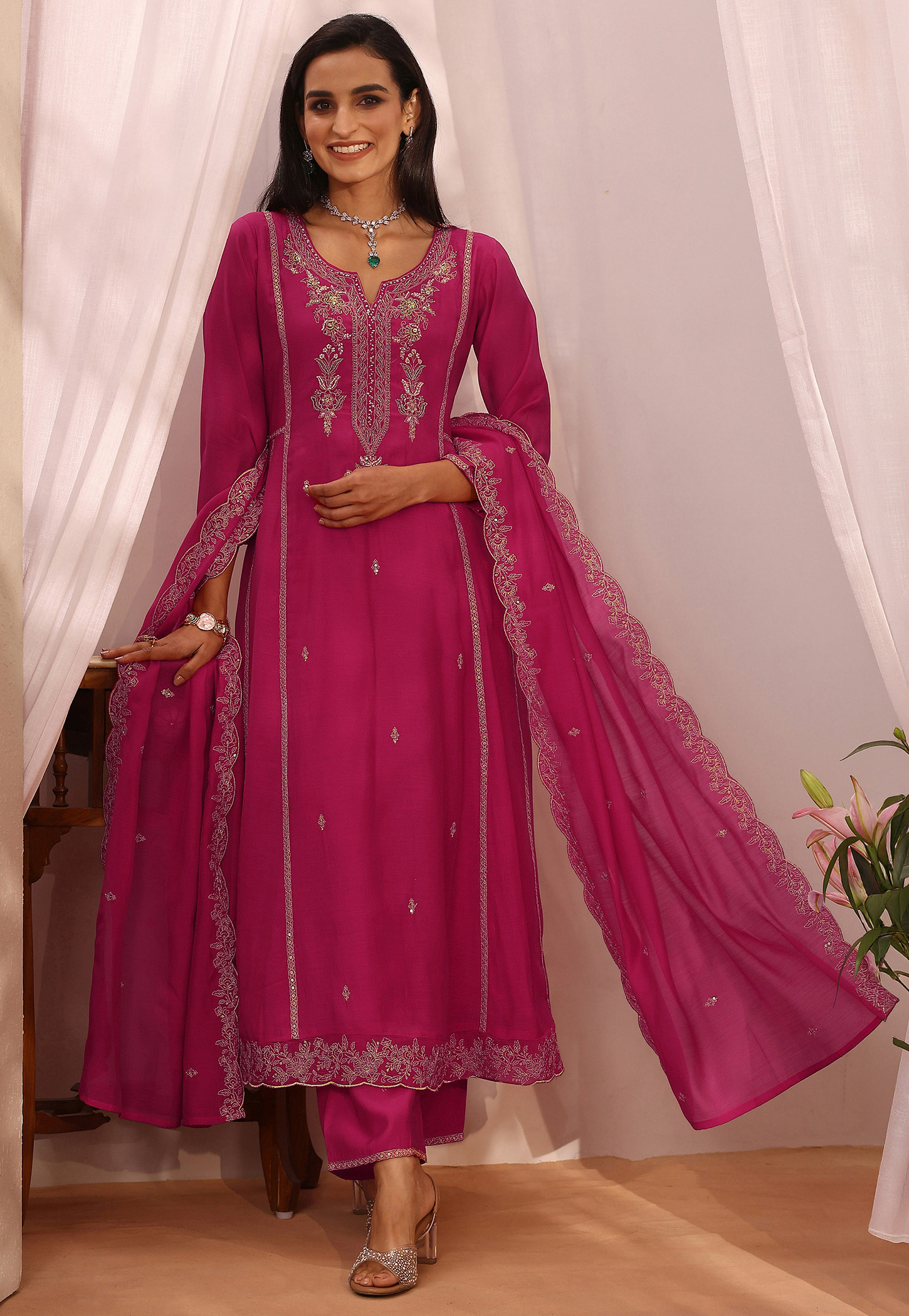 LIBAS Embroidered Straight Kurta Set-picture-34
