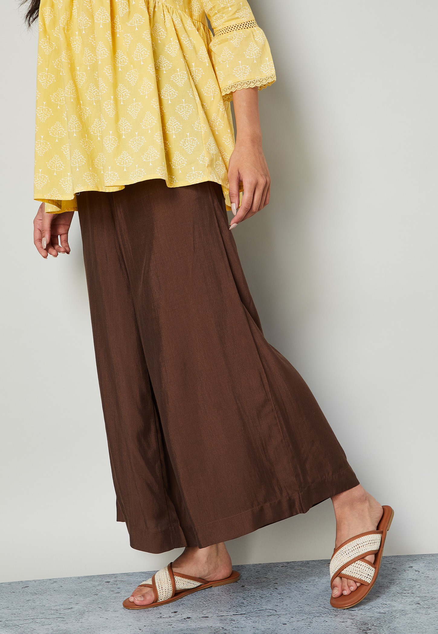 MELANGE Solid Elasticated Palazzos-picture-39
