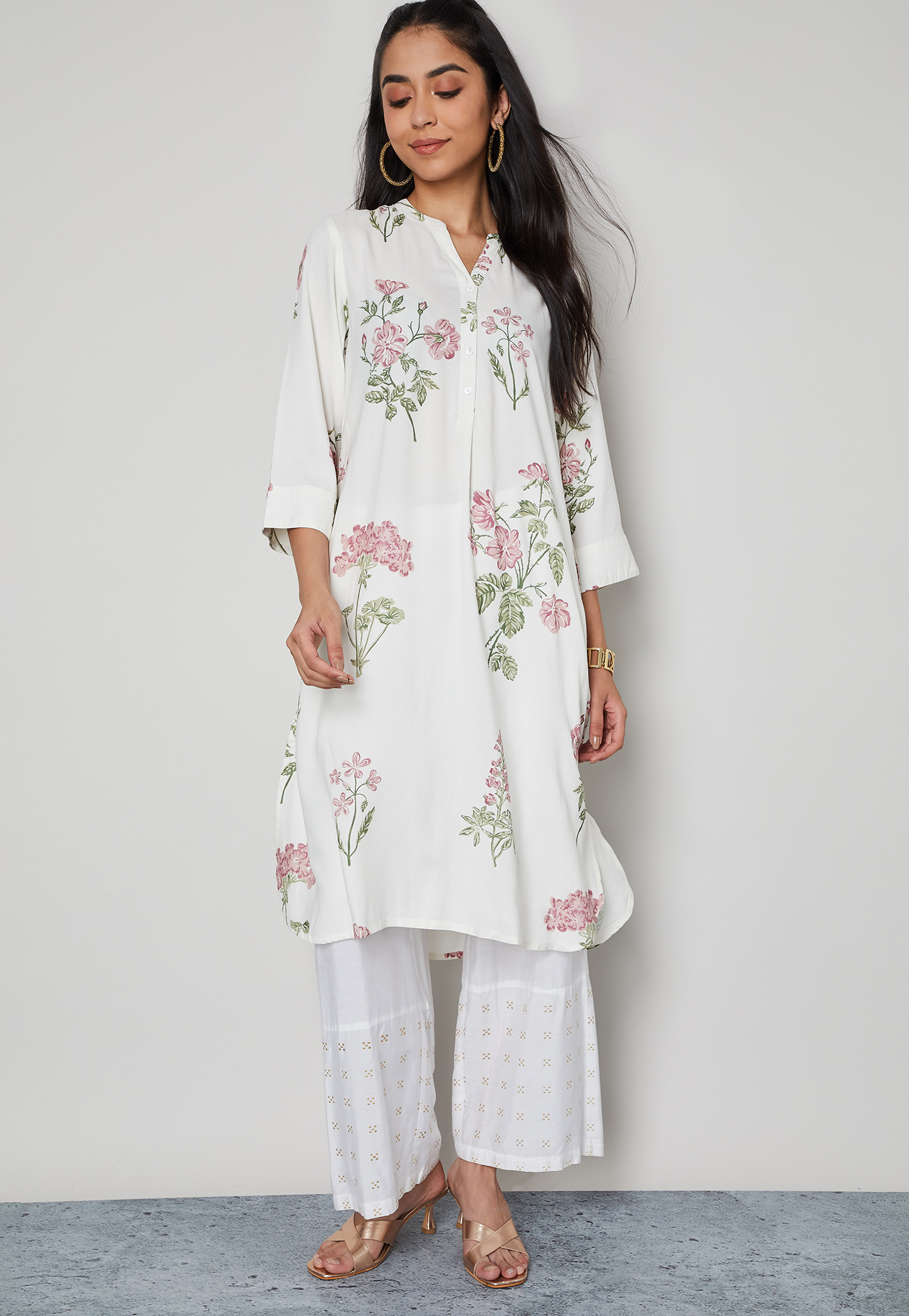 MELANGE Floral Print Straight Kurta-picture-45
