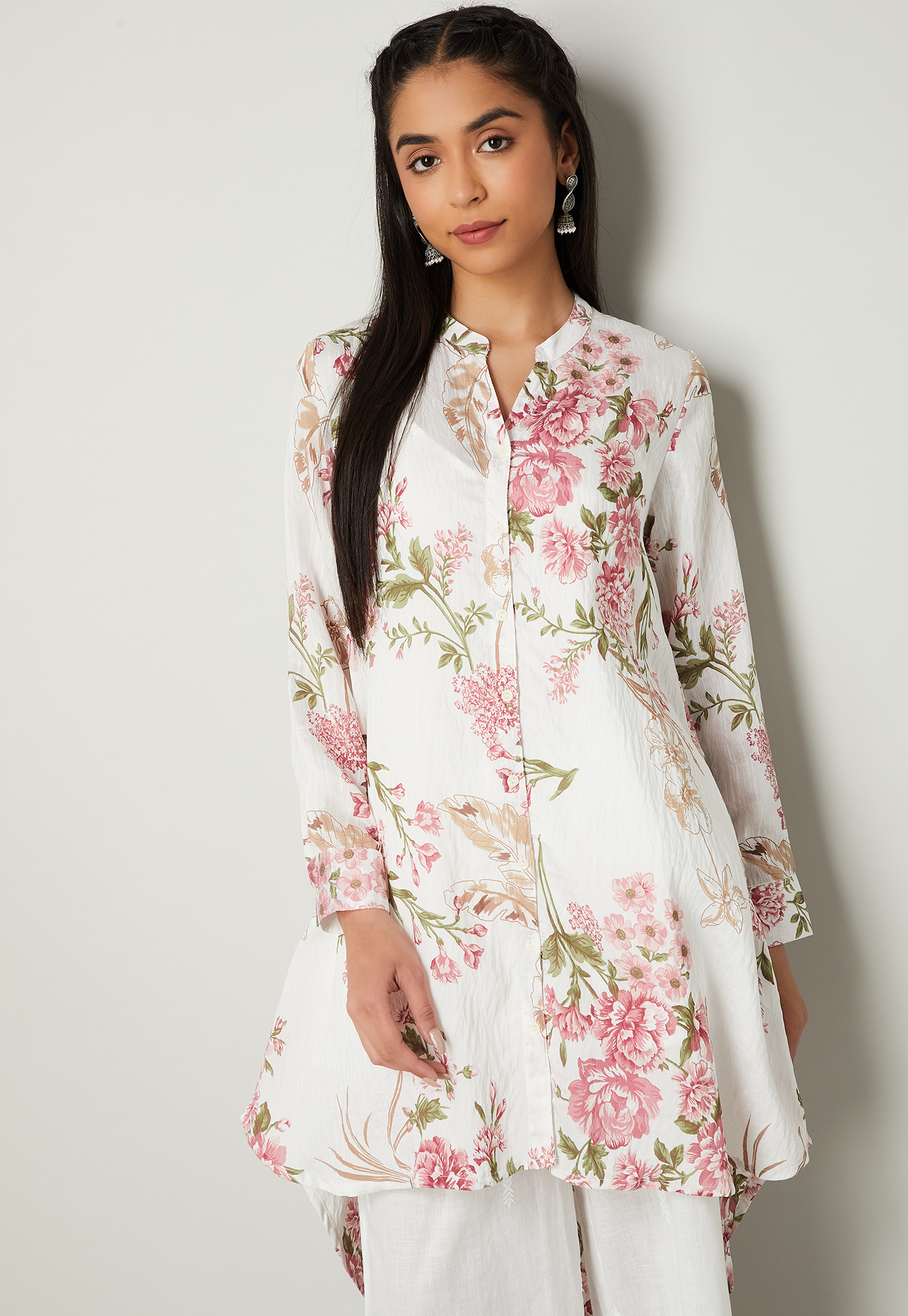 MELANGE Floral Print High-Low Kurta-picture-49