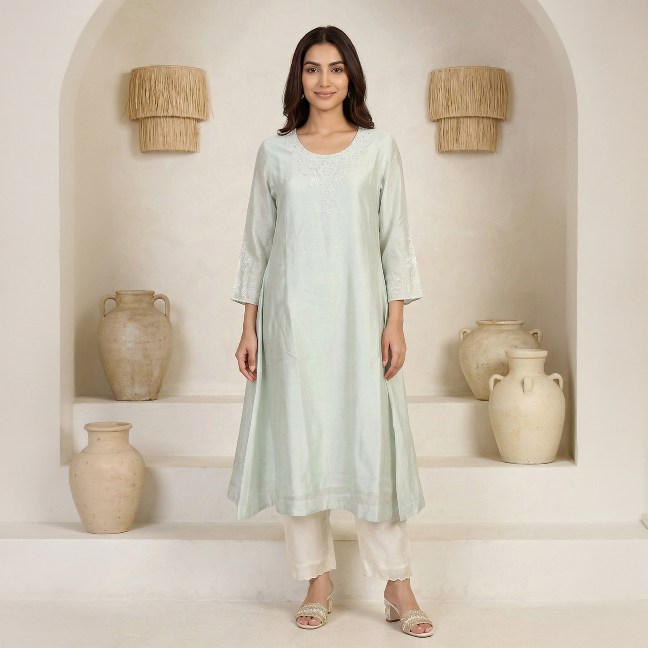 W Embroidered A-Line Kurta-picture-21