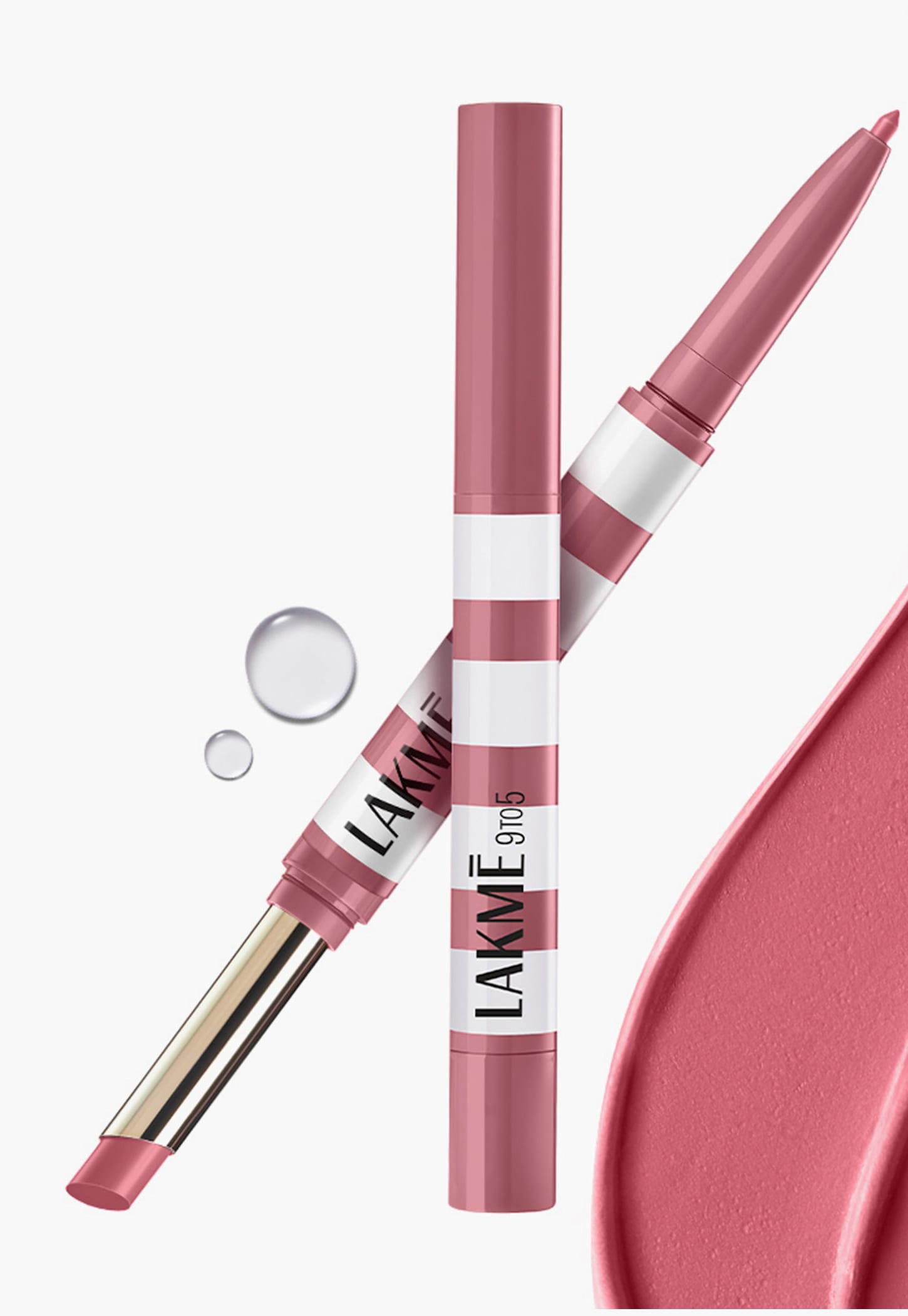LAKME 9to5 Hya Matte Beach Edit 2in1 Lipstick + Liner - Vacation Pink-picture-34