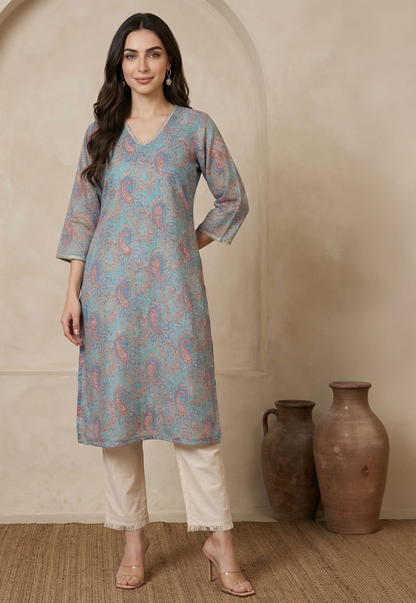 W Paisley Print Straight Kurta-picture-44