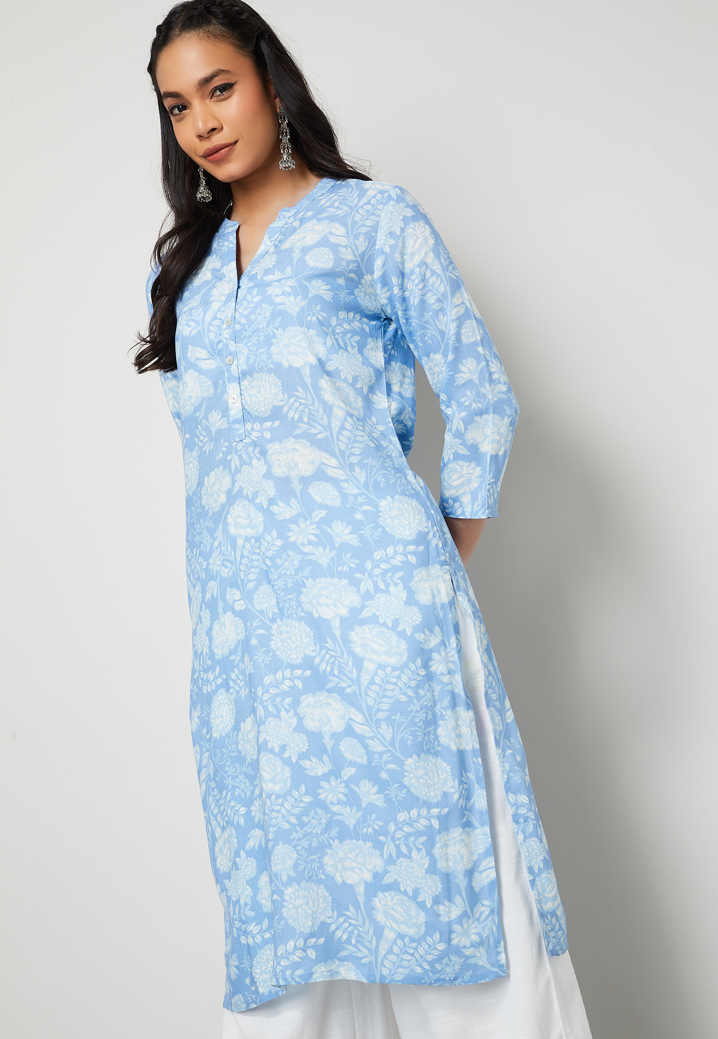MELANGE Floral Print Straight Kurta-picture-31
