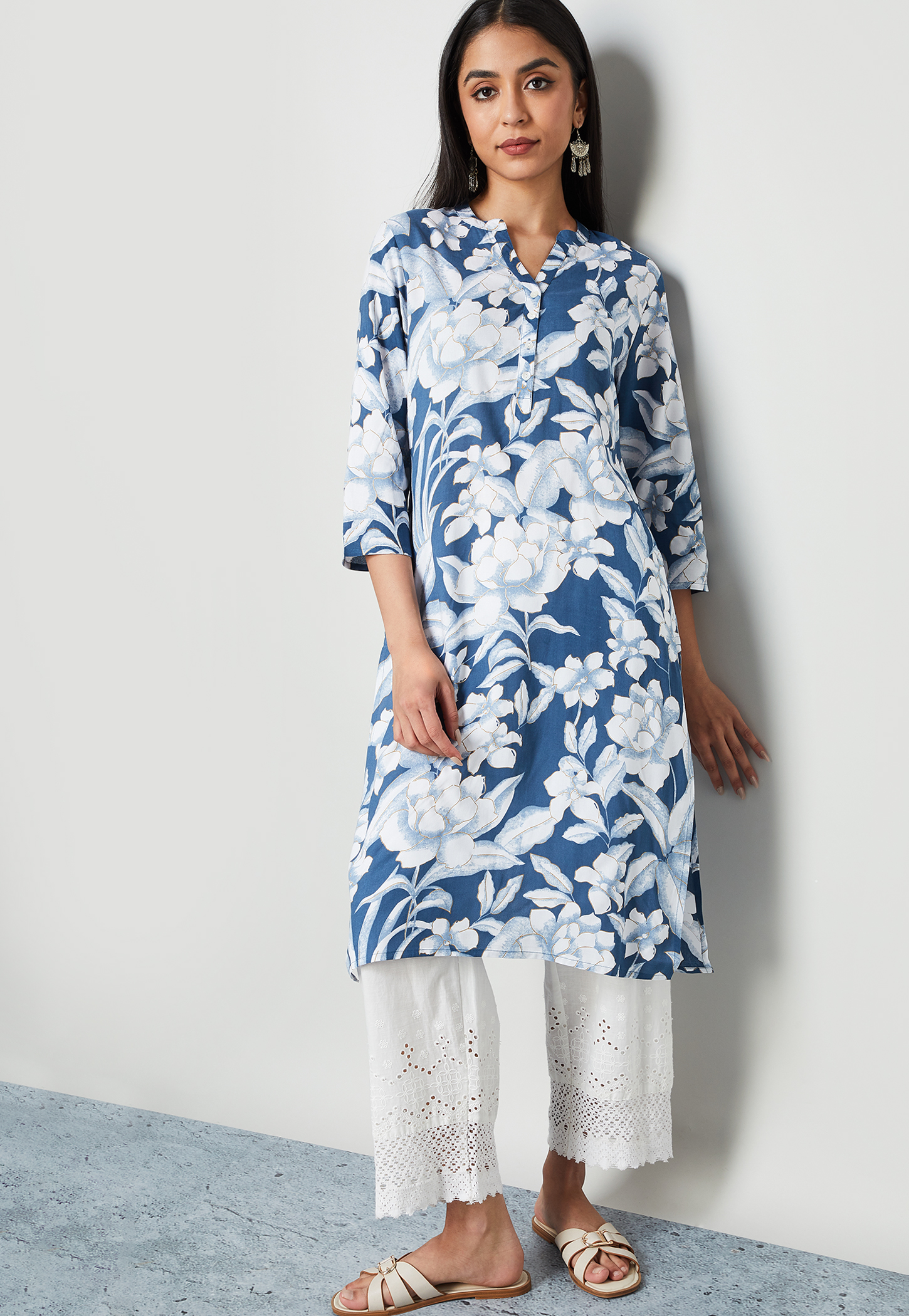 MELANGE Floral Print Straight Kurta-picture-52