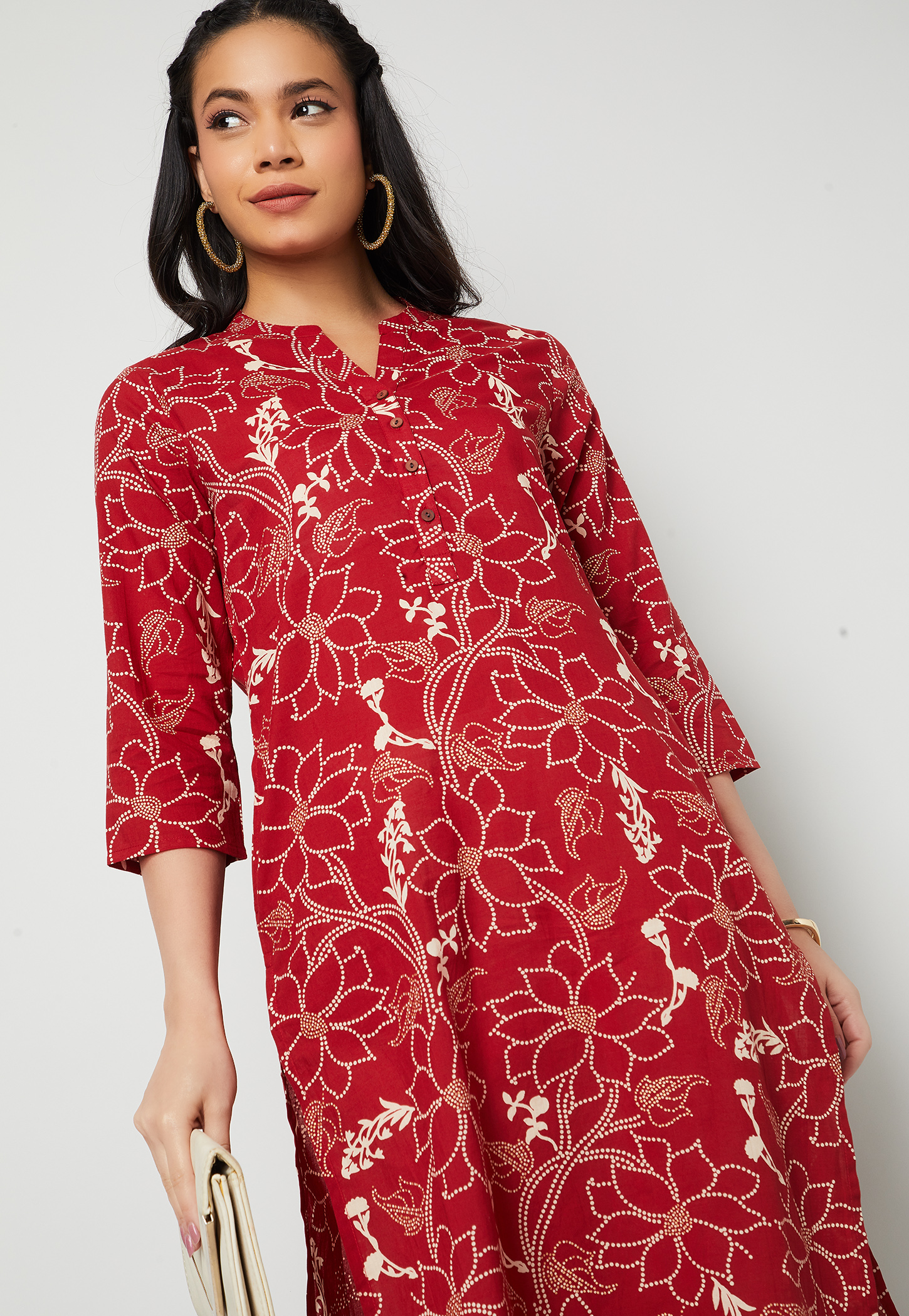 MELANGE Floral Print Straight Kurta-picture-10