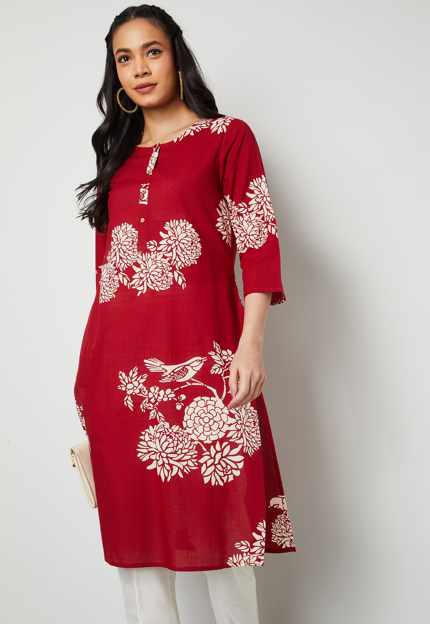 MELANGE Floral Print Straight Kurta-picture-46