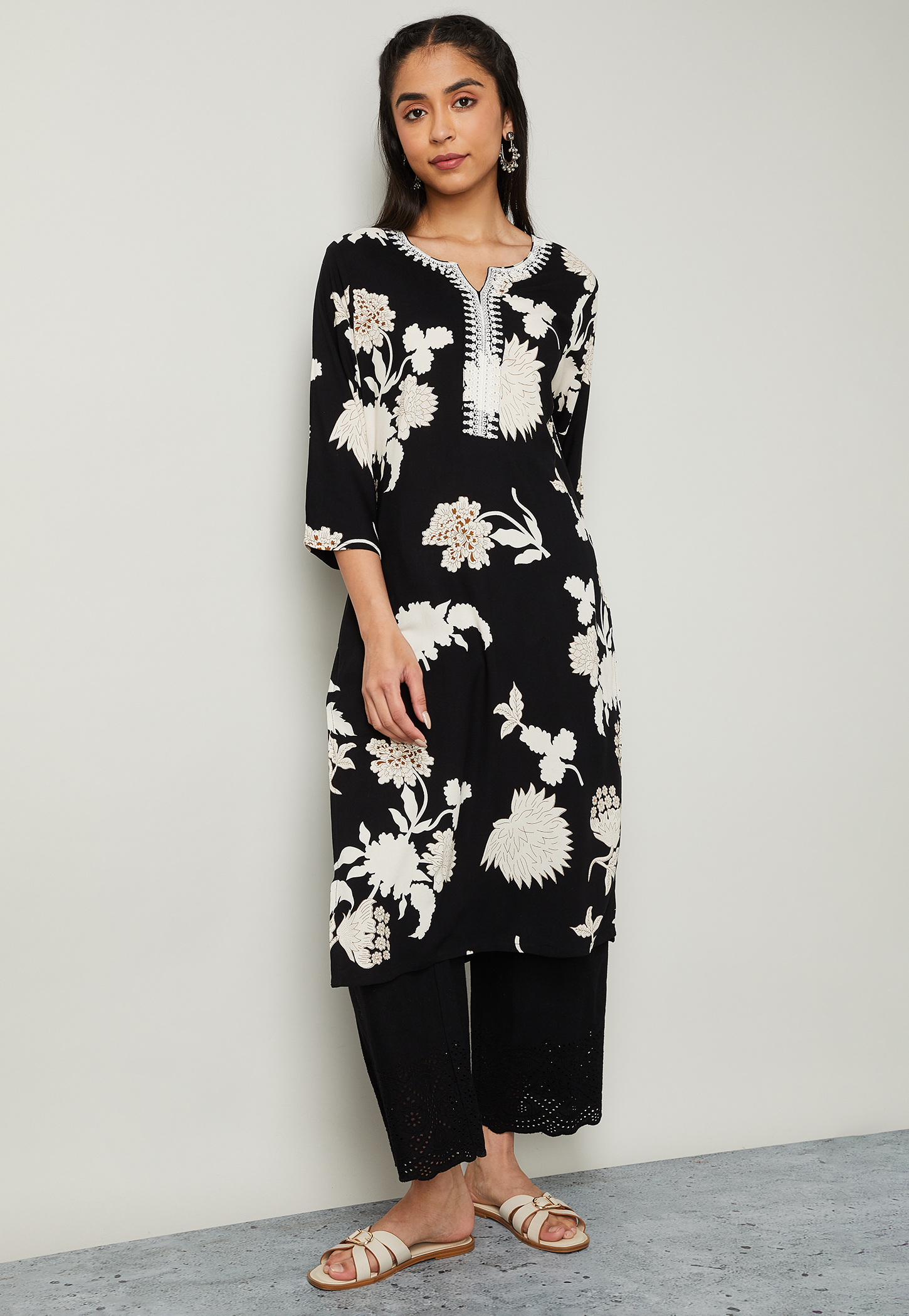MELANGE Floral Print Straight Kurta-picture-27