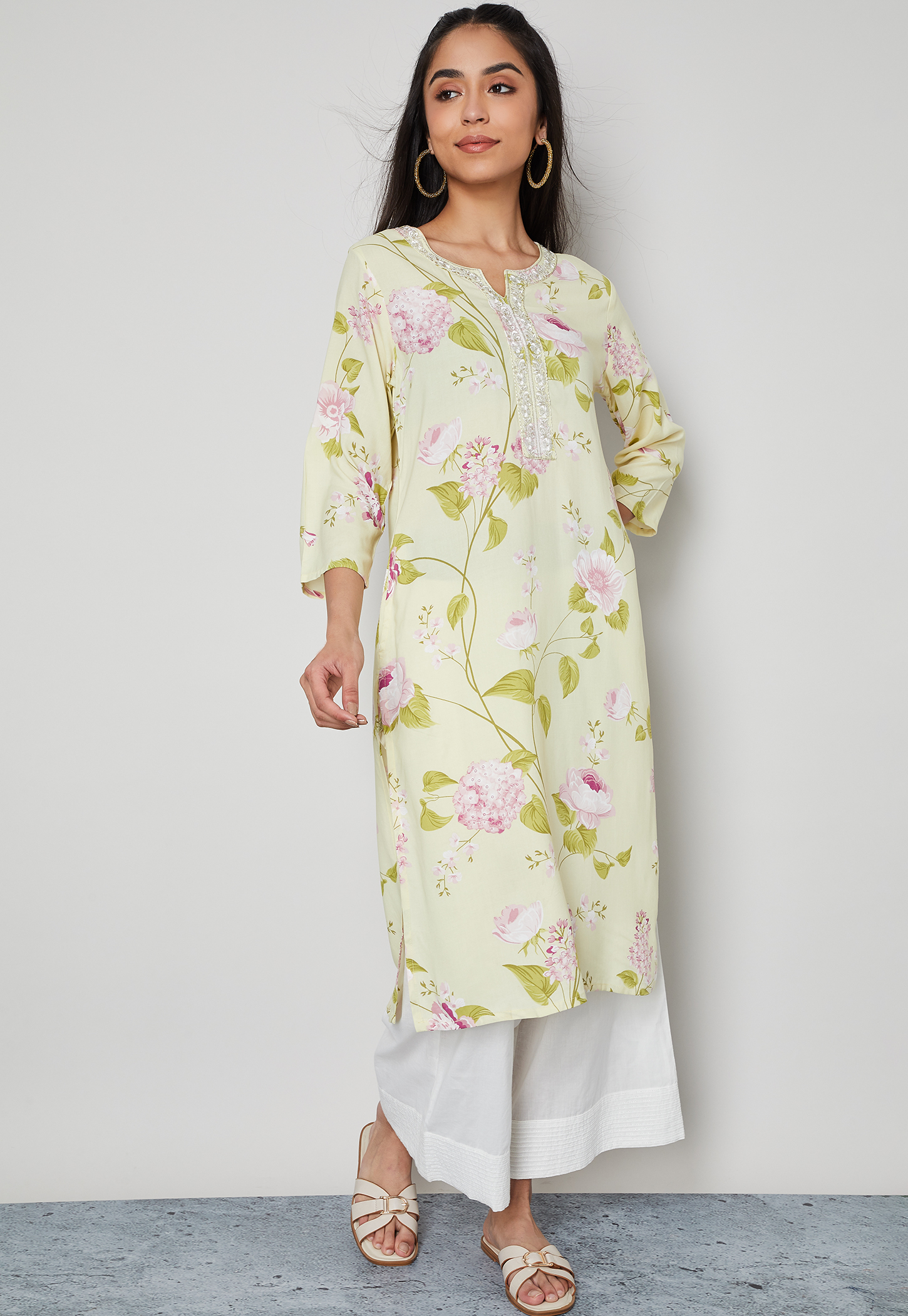 MELANGE Floral Print Straight Kurta-picture-30