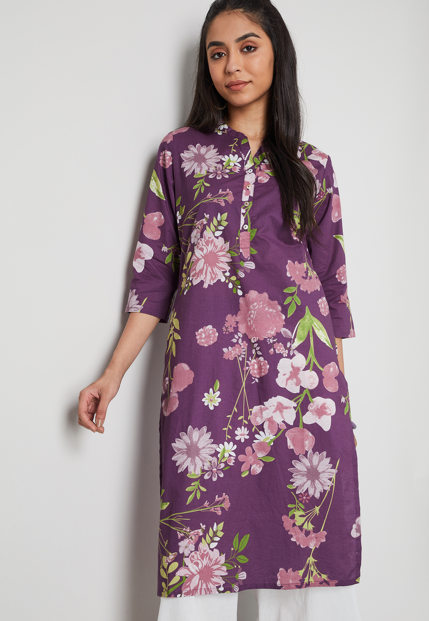 MELANGE Floral Print Straight Kurta-picture-46