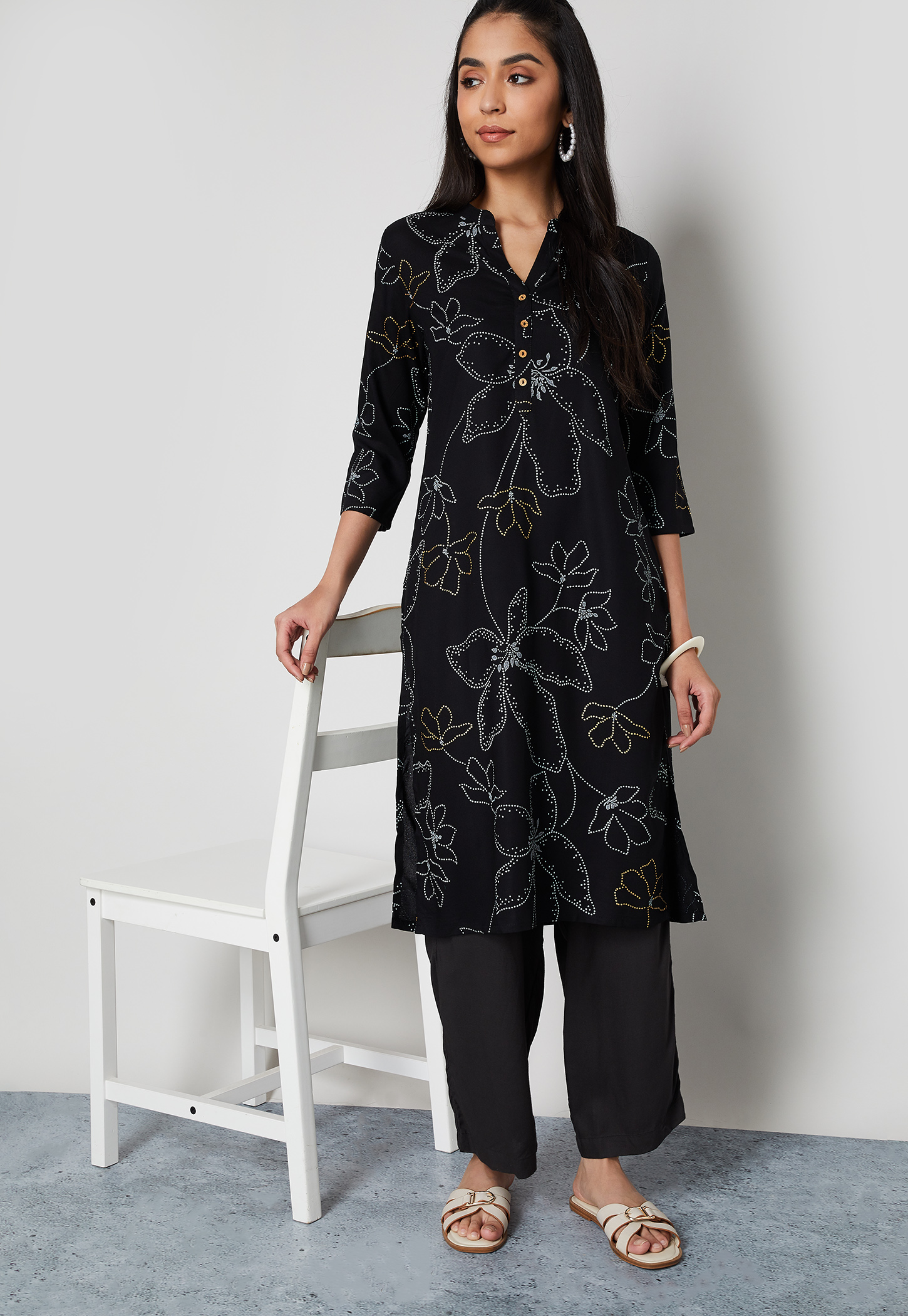 MELANGE Floral Print Straight Kurta-picture-21